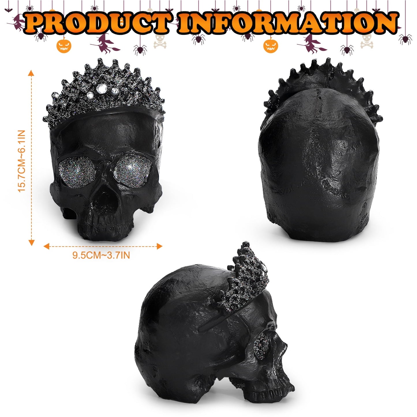 Ayieyill Halloween Skull Decorations Indoor Skull Decor Halloween Figurines Skull with Crown