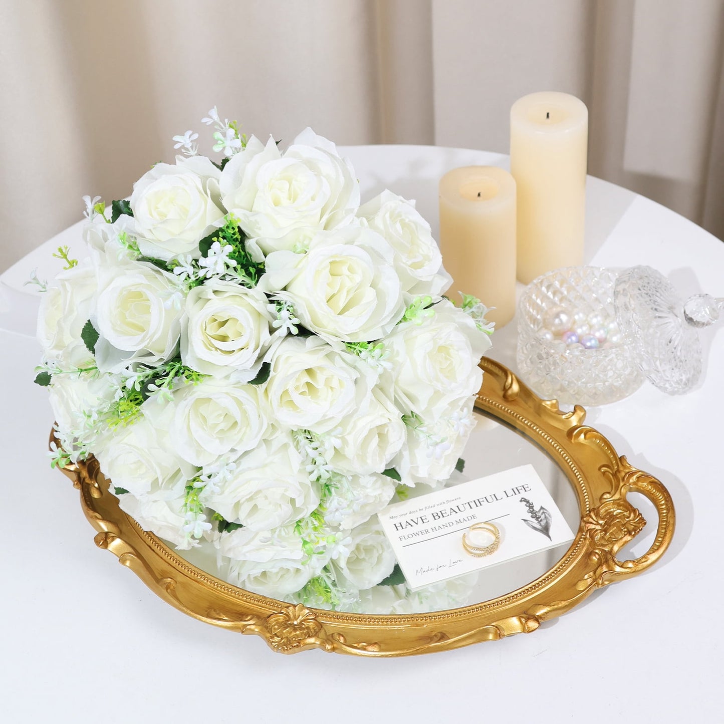Ayieyill Wedding Bouquets for Bride and Bridesmaids, Tossing Artificial Flower Bouquets for Wedding Decorations