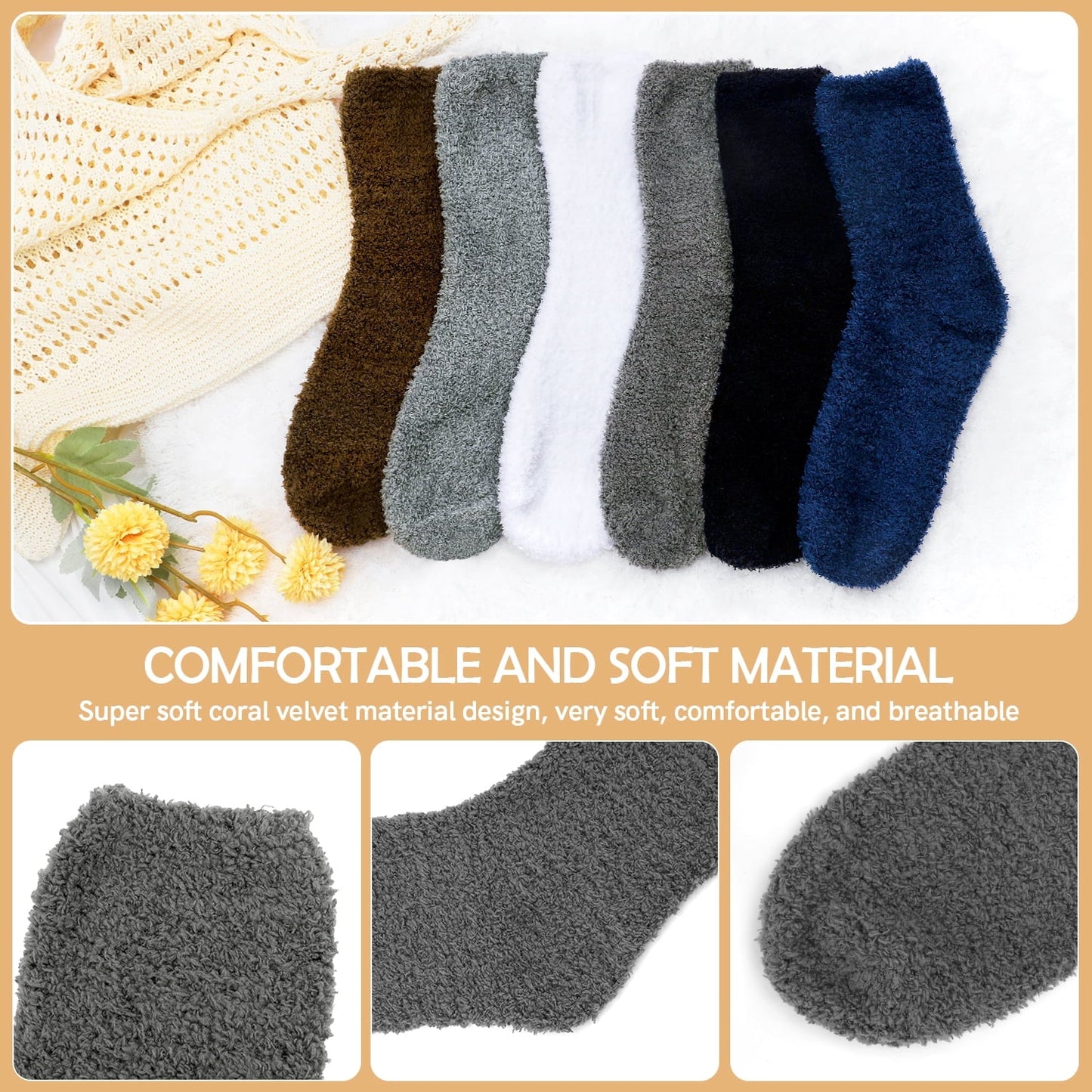 Ayieyill Fuzzy Socks for Women, 6 Pairs Plush Slipper Socks Women, Warm Soft Fluffy Socks Thick Cozy Plush Sock Winter Christmas Socks for Women