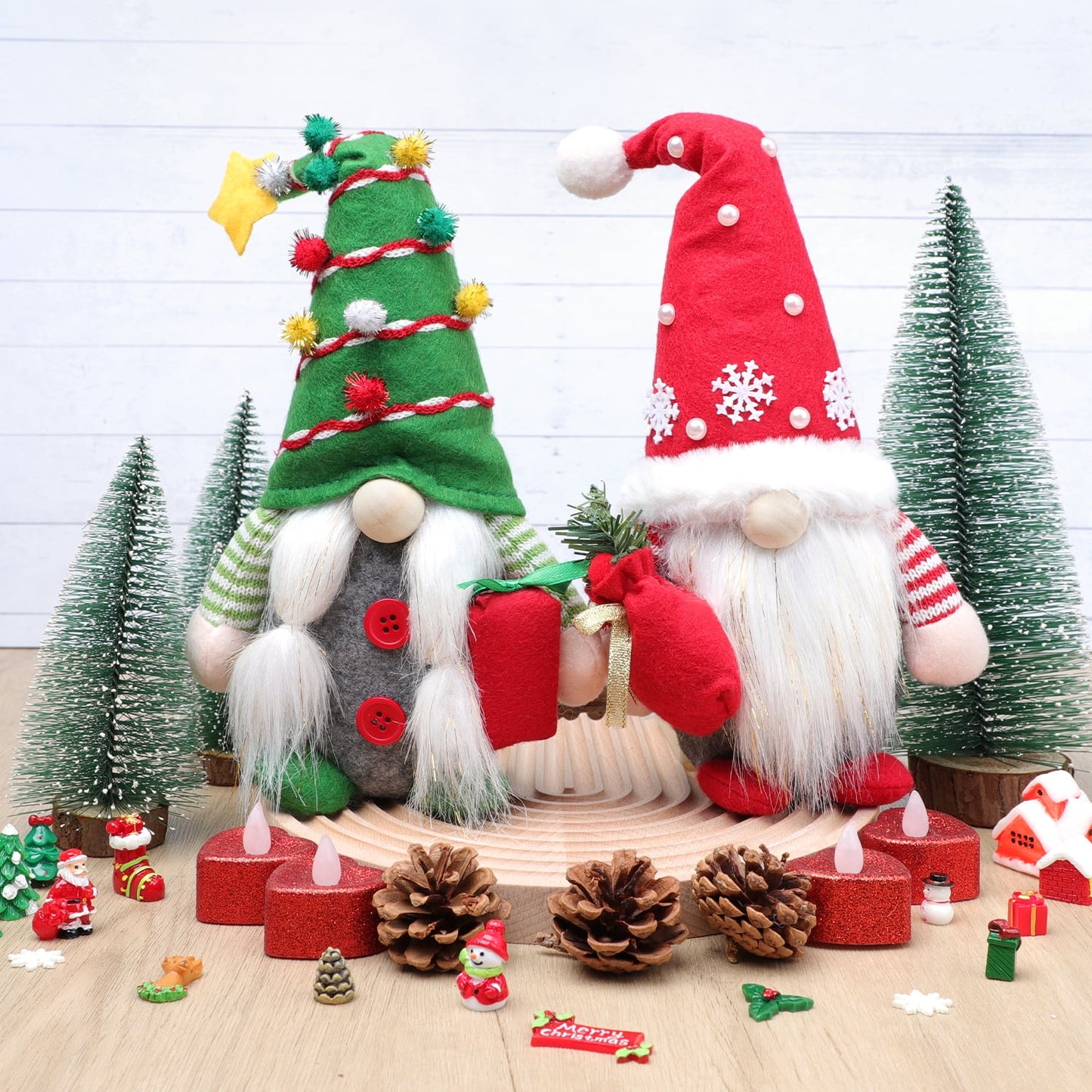 Ayieyill 2pc Christmas Gnomes Plush Decorations - Christmas Ornaments - Swedish Tomte Handmade Gnome Gift, Holiday Home Decor 12.2 inch