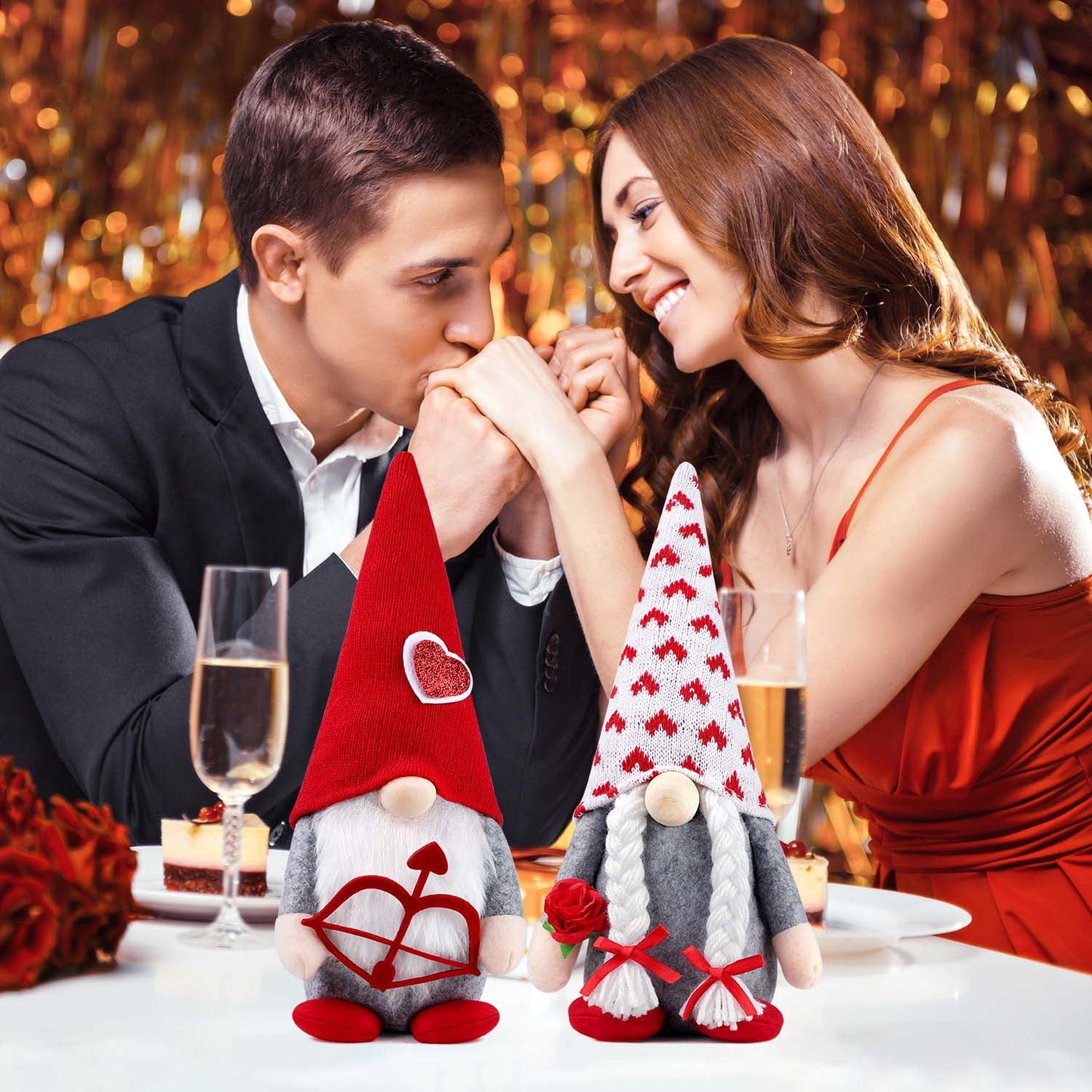 Ayieyill Valentines Day Decor 2pcs Valentine Gnomes Plush