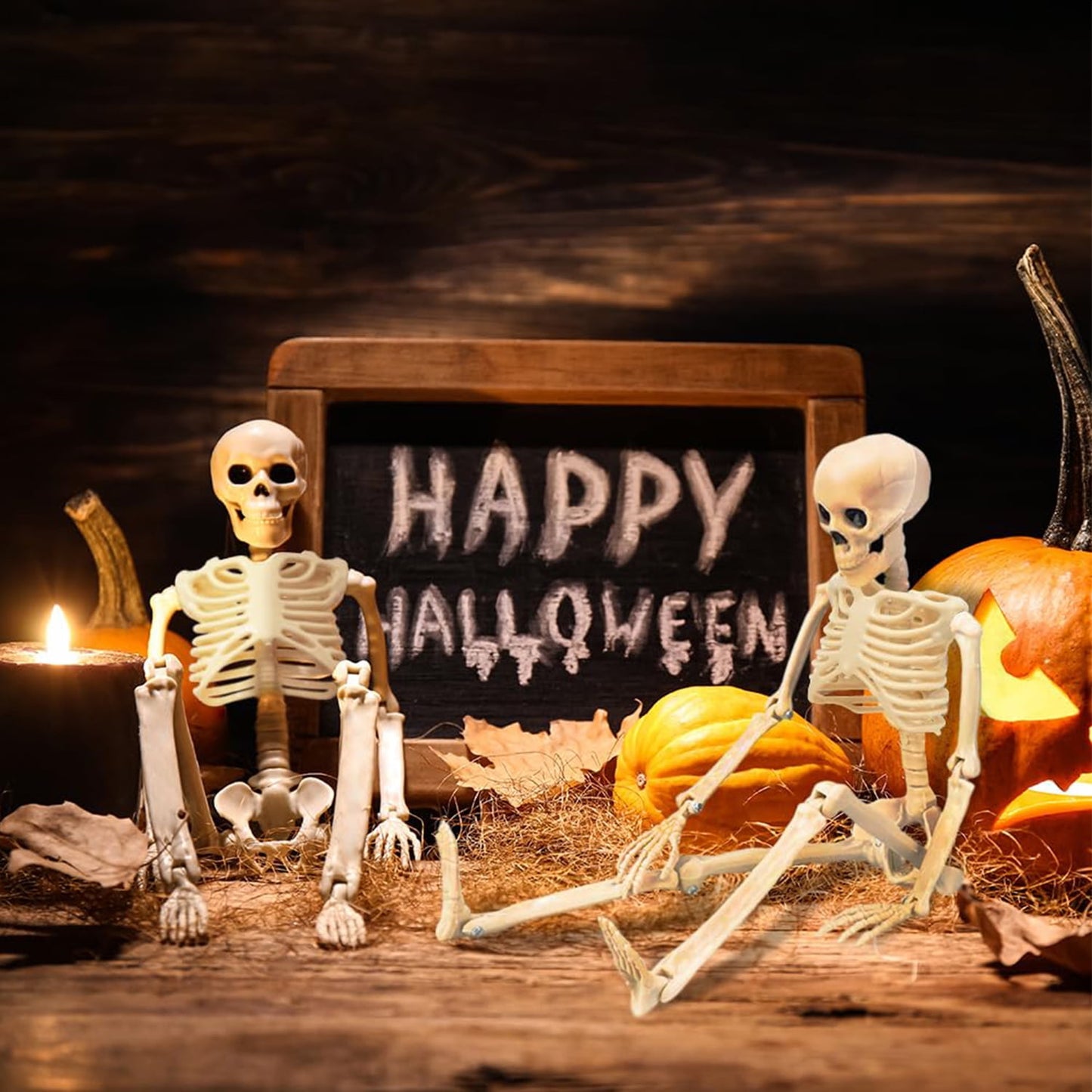 Ayieyill 2pcs Skeleton and Dog Skeleton Halloween Decorations Posable Skeletons Halloween Decorations Indoor Outdoor
