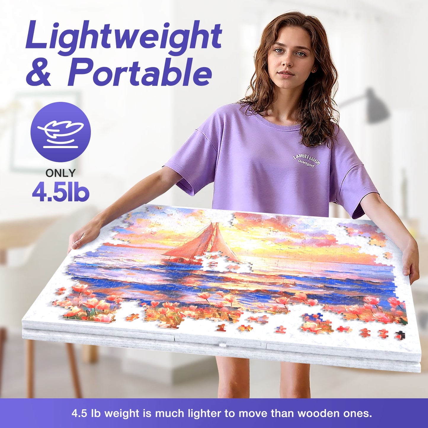 Ayieyill 1000 Piece Rotating Puzzle Board with Drawers and Cover,21"x31"Portable Felt Jigsaw Puzzle Table for Adults Portable,Lazy Susan Spinning Puzzle Boards Birthday Gift for Mom