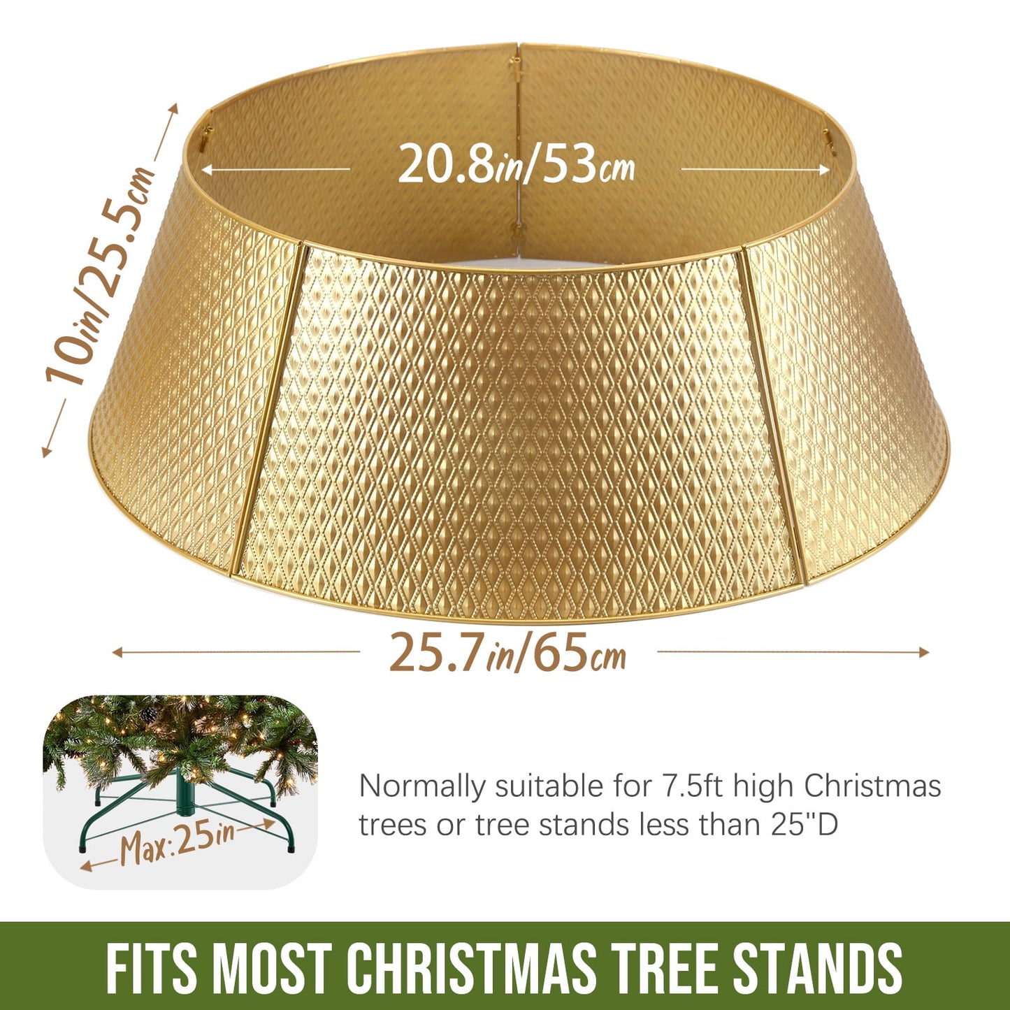 Ayieyill 26 Inch Christmas Tree Collar, Metal Tree Collar, Water Base Protection from Pets, Collar for Christmas Tree, Silver
