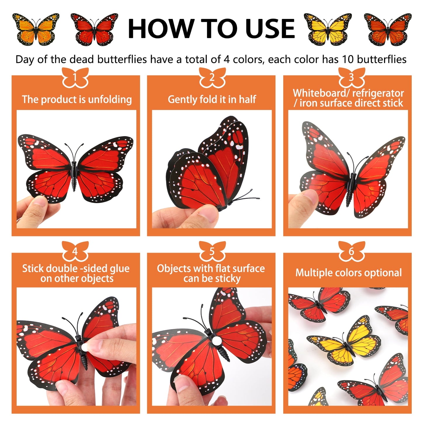 Ayieyill 40 Pcs Monarch Butterfly Decorations Orange Butterflies for Crafts