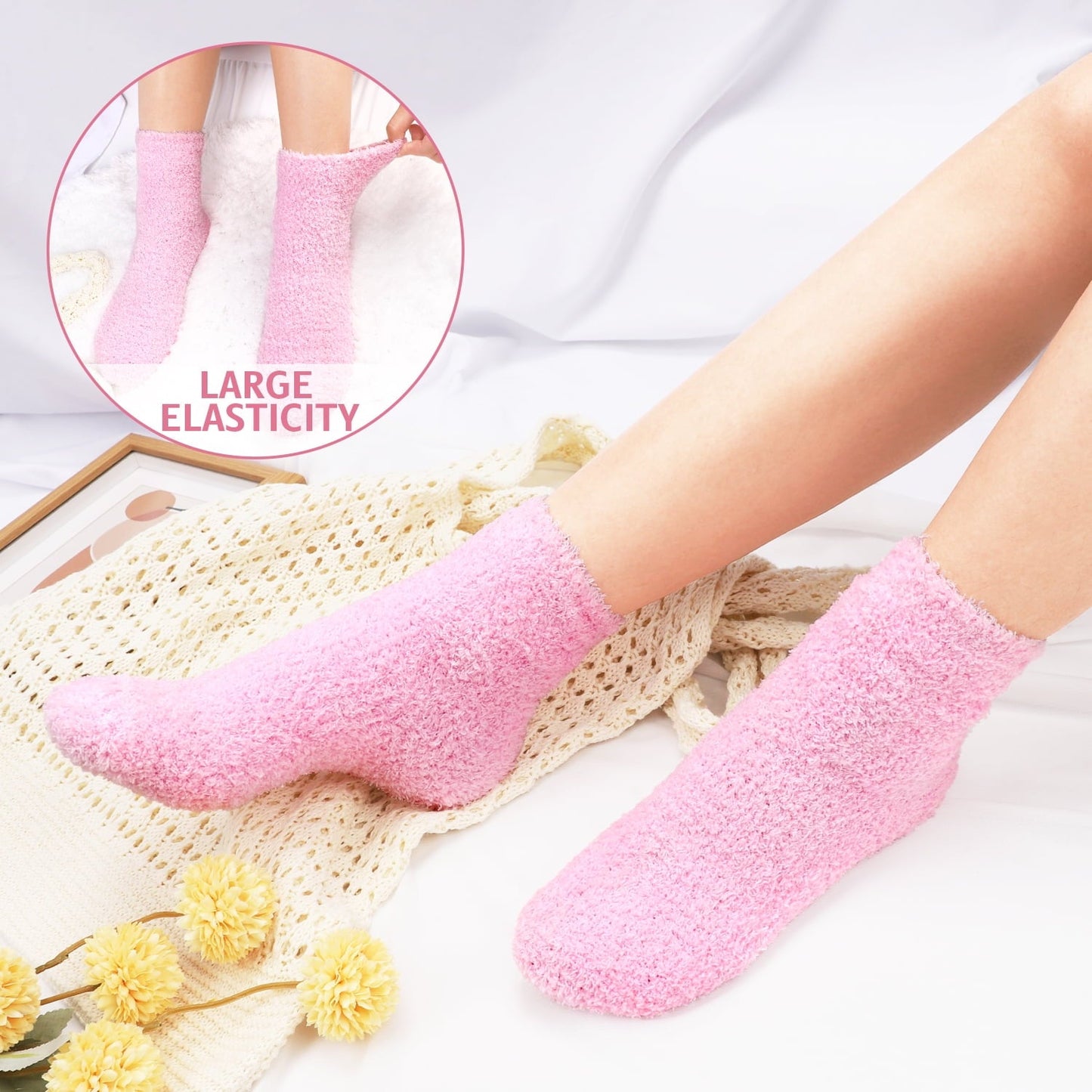 Ayieyill Fuzzy Socks for Women, 6 Pairs Plush Slipper Socks Women, Warm Soft Fluffy Socks Thick Cozy Plush Sock Winter Christmas Socks for Women