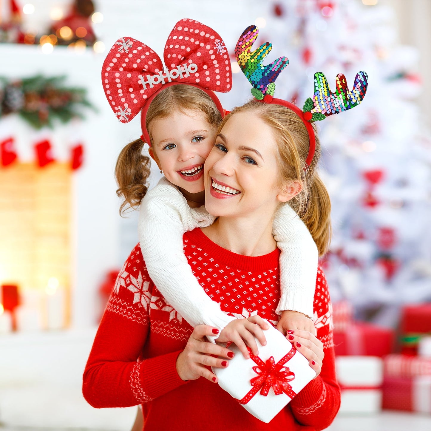 Ayieyill Christmas Headbands 8pcs Holiday Headbands Christmas Hair Accessories Christmas Decorations