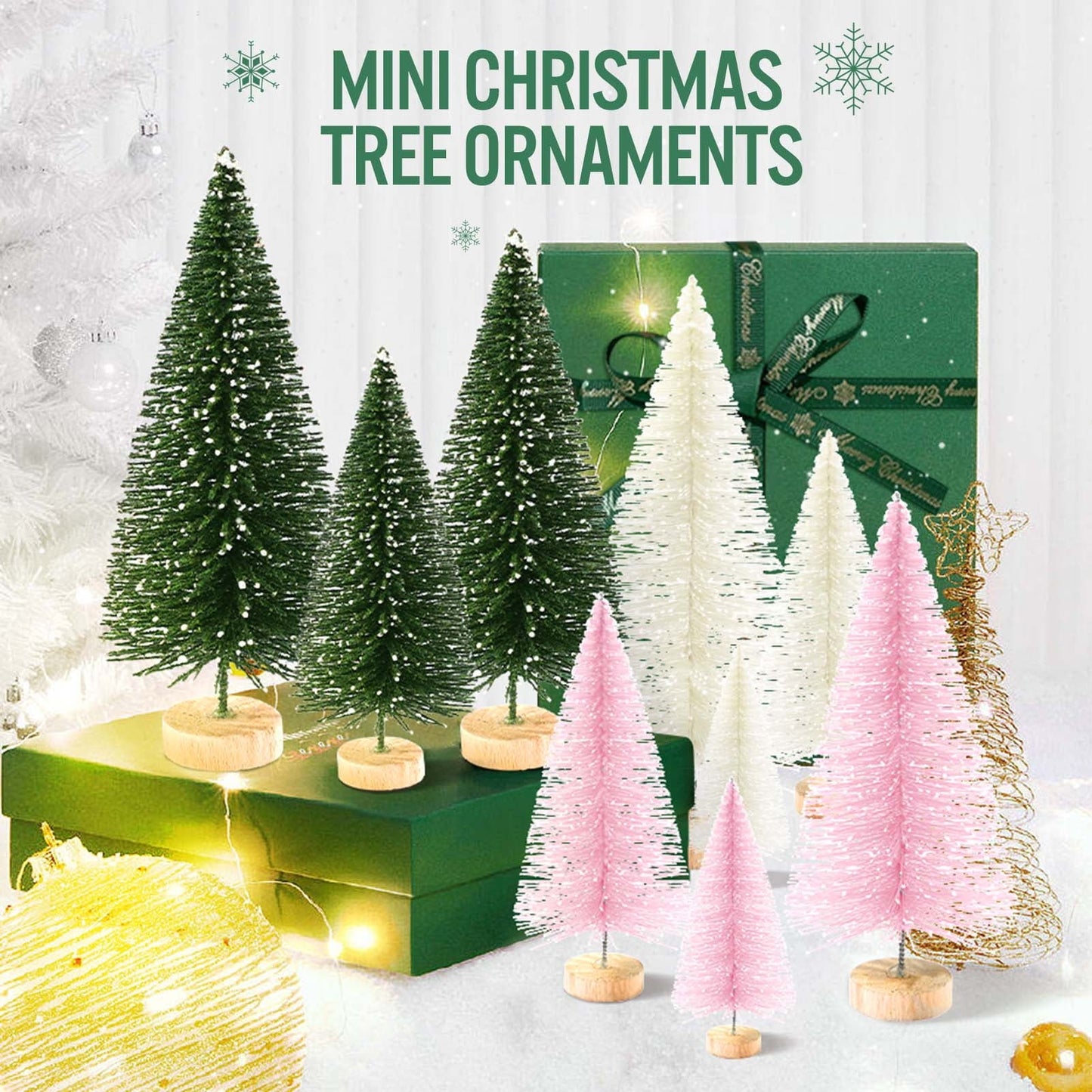 Ayieyill 9Pcs Mini Christmas Trees Christmas Decor Artificial Christmas Decorations with 4 Sizes