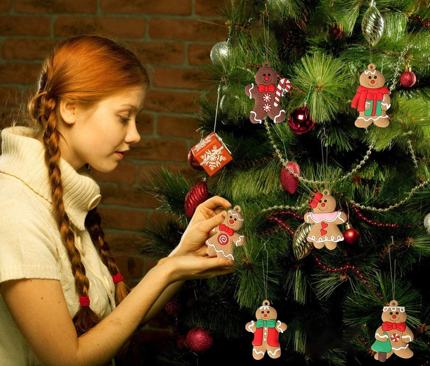 Ayieyill 14pcs Gingerbread Christmas Ornaments Gingerbread Christmas Tree Decorations Holiday Decor