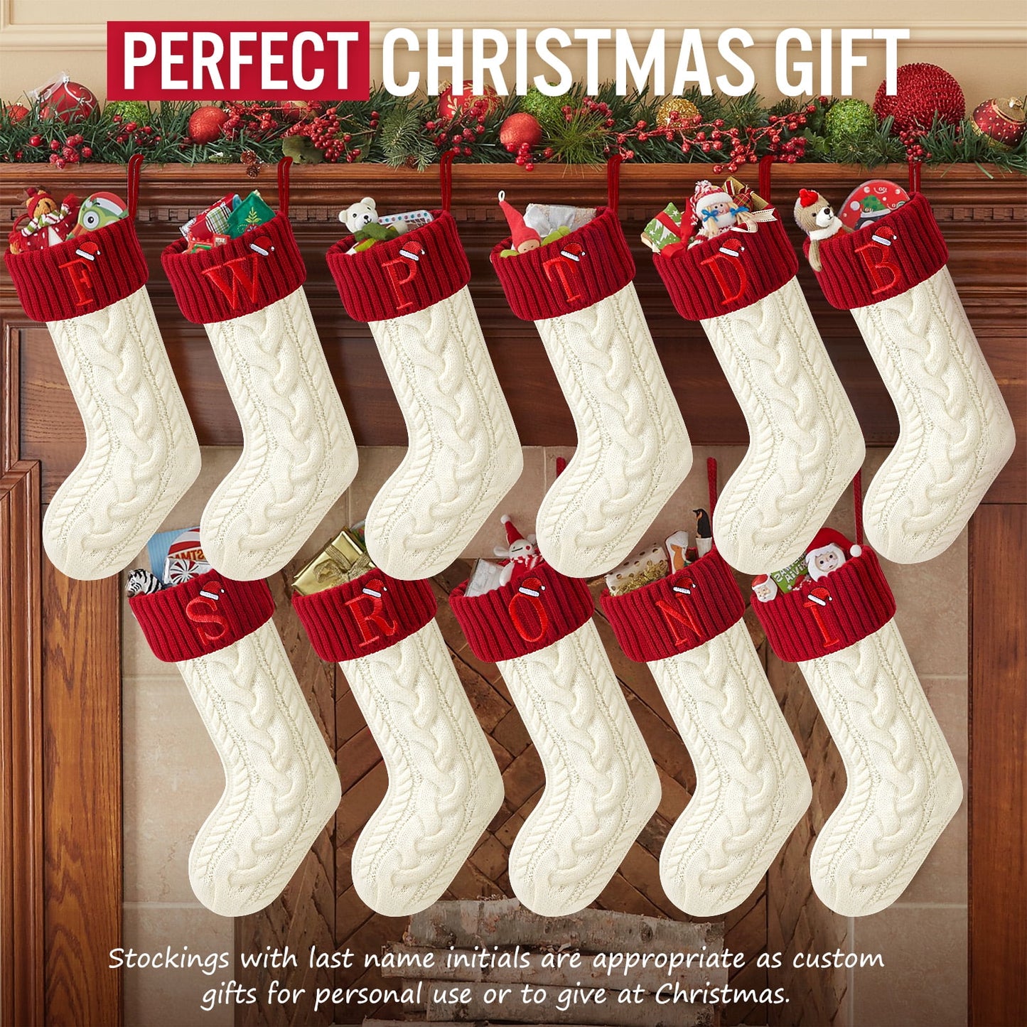 Ayieyill Christmas Stockings with Letters, Super Soft Monogram Christmas Stockings Xmas Gift | 20 Inches