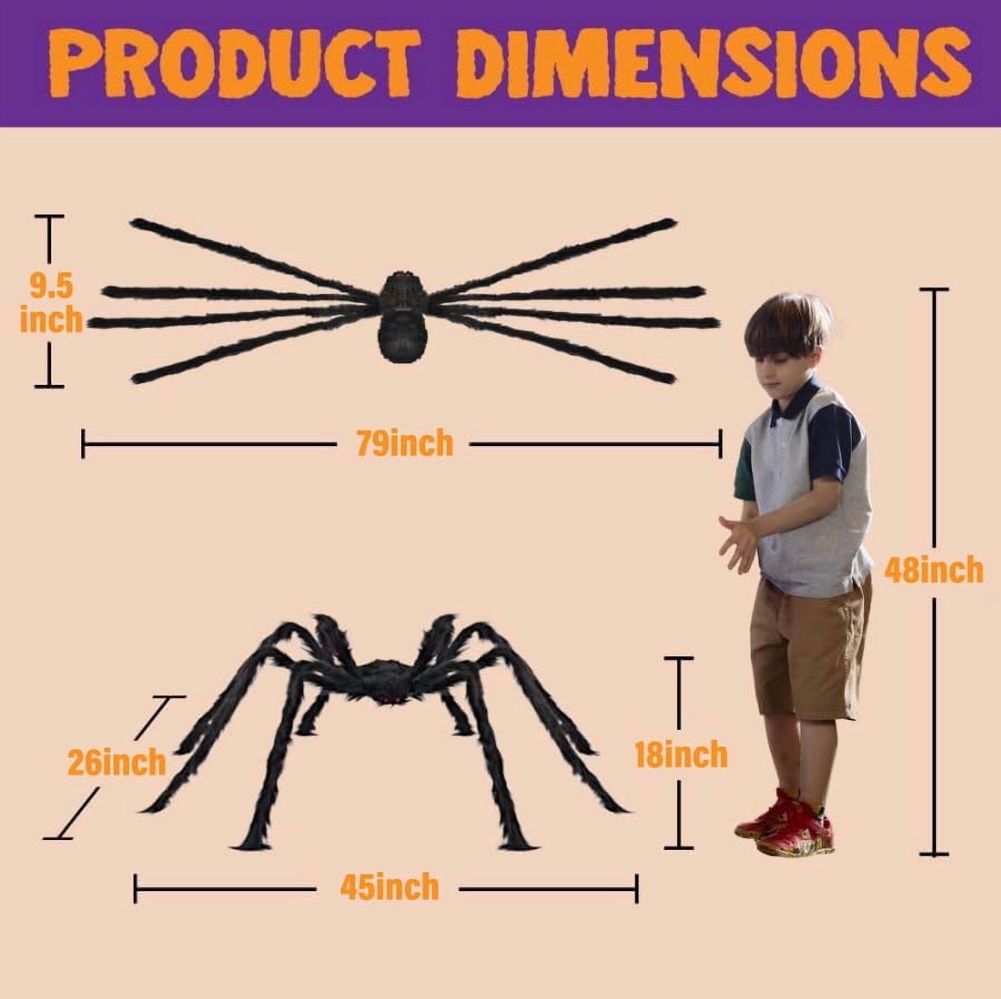 Ayieyill Halloween Spider Decorations 5 ft Giant Spider Halloween Outdoor Decorations