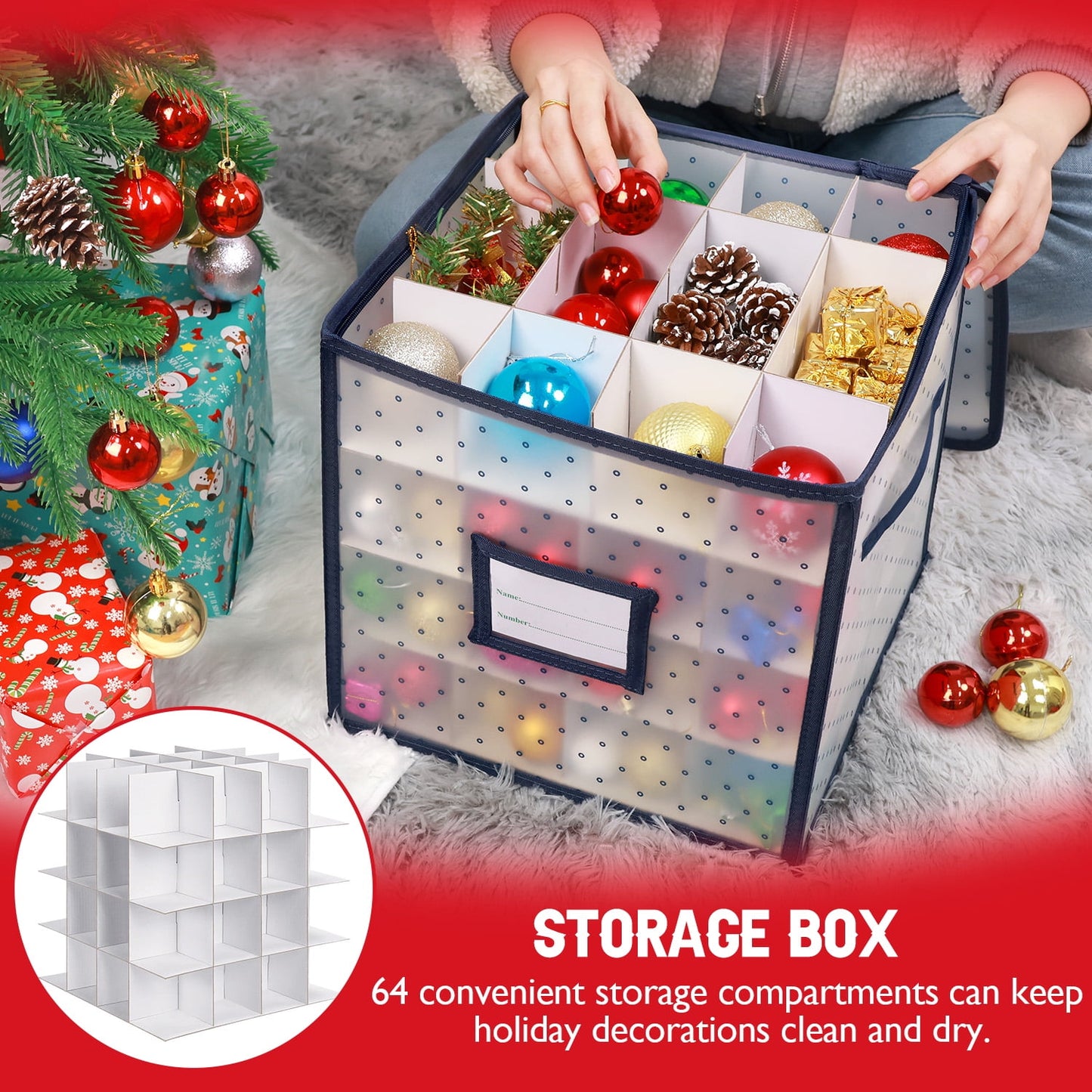 Ayieyill Christmas Ornament Storage Chest, Ornament Storage Box Ornament Organizer
