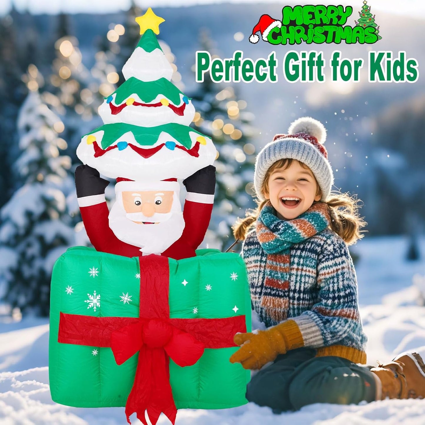 Ayieyill 6ft Christmas Tree Inflatables Decorations with with Santa Claus & Gift Boxes Blow Up Yard Decoration with  for Christmas Outdoor Yard Decorations Decor