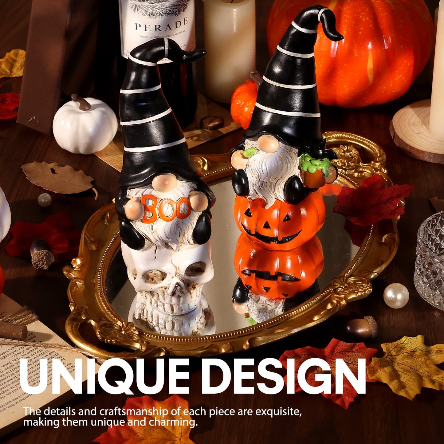 Ayieyill 2pcs Halloween Gnomes, Halloween Figurines, Halloween Decorations Indoor Halloween Gifts