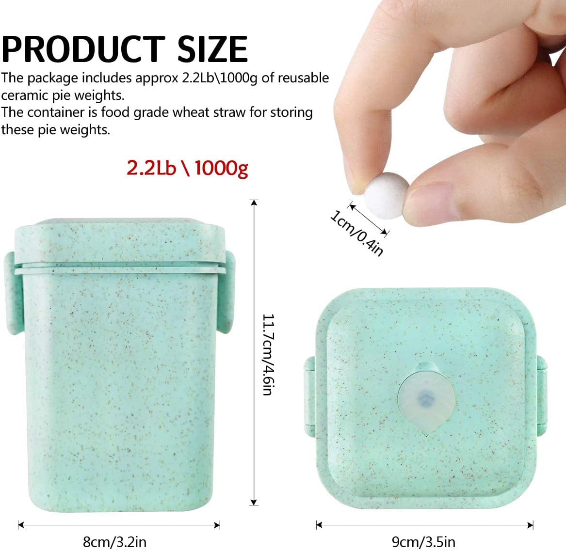 Ayieyill 2.2Lb Ceramic Pie Weights, Reusable 10mm Bake Pastry Baking Beans Cake Pie Crust Weights