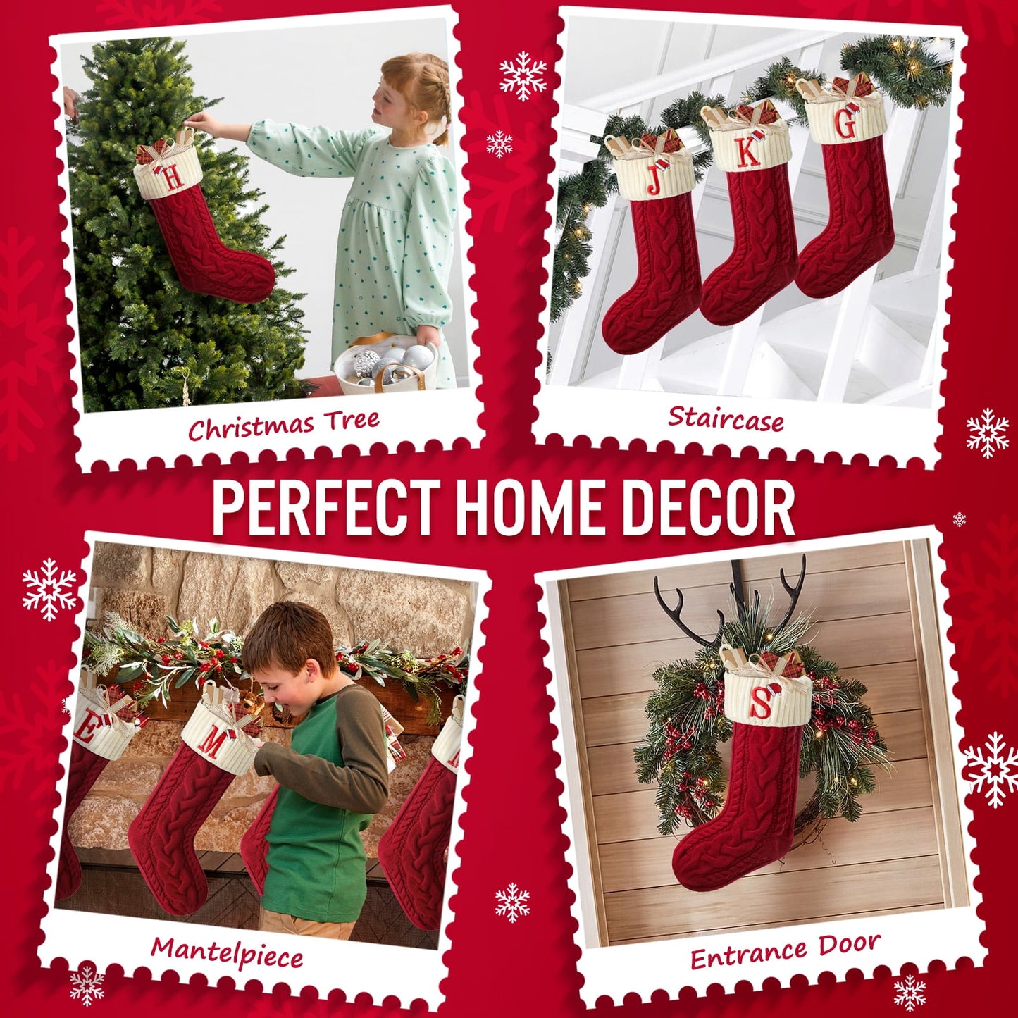 Ayieyill Christmas Stockings with Letters, Super Soft Monogram Christmas Stockings Xmas Gift | 20 Inches