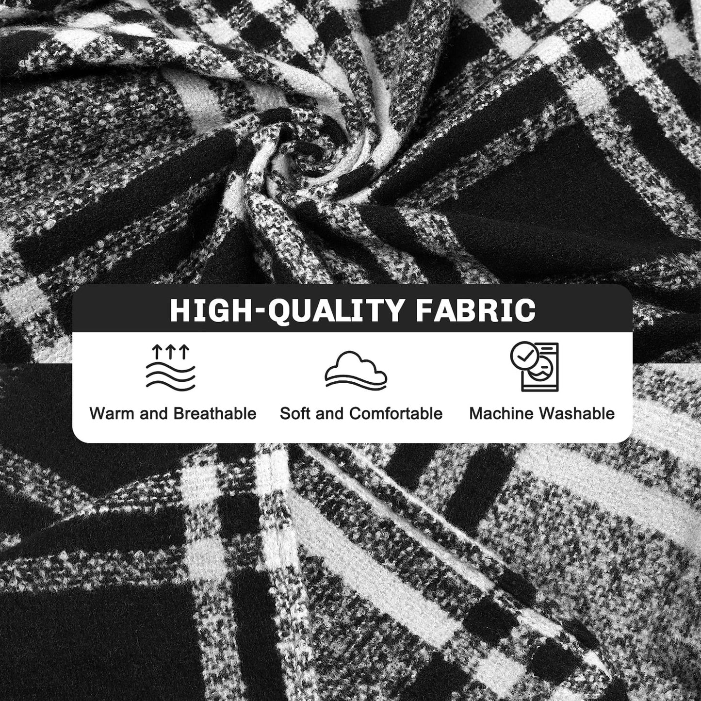 Ayieyill Shawl Wraps for Women Women's Poncho Open Front Boho Knitted Plaid Blanket Scarf Cape