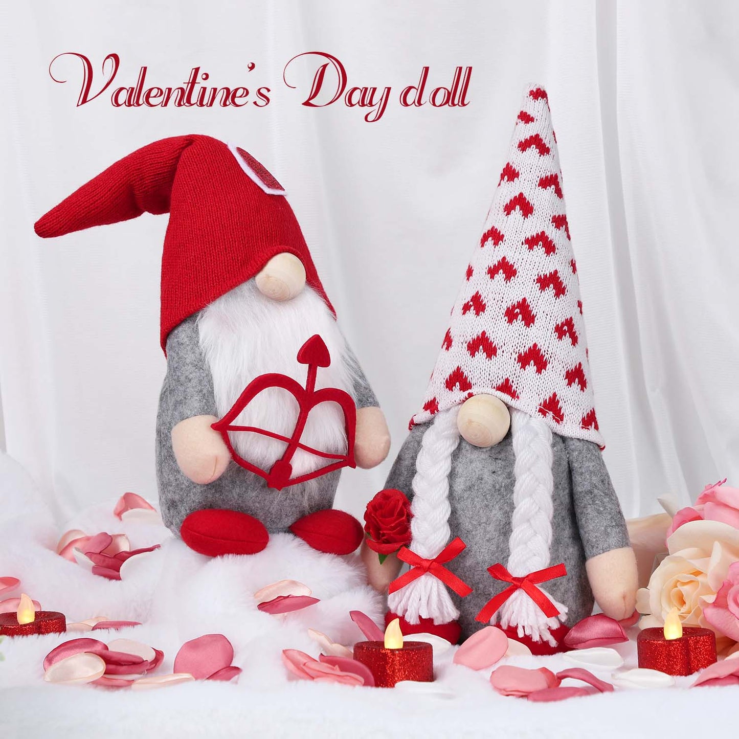 Ayieyill Valentines Day Decor 2pcs Valentine Gnomes Plush