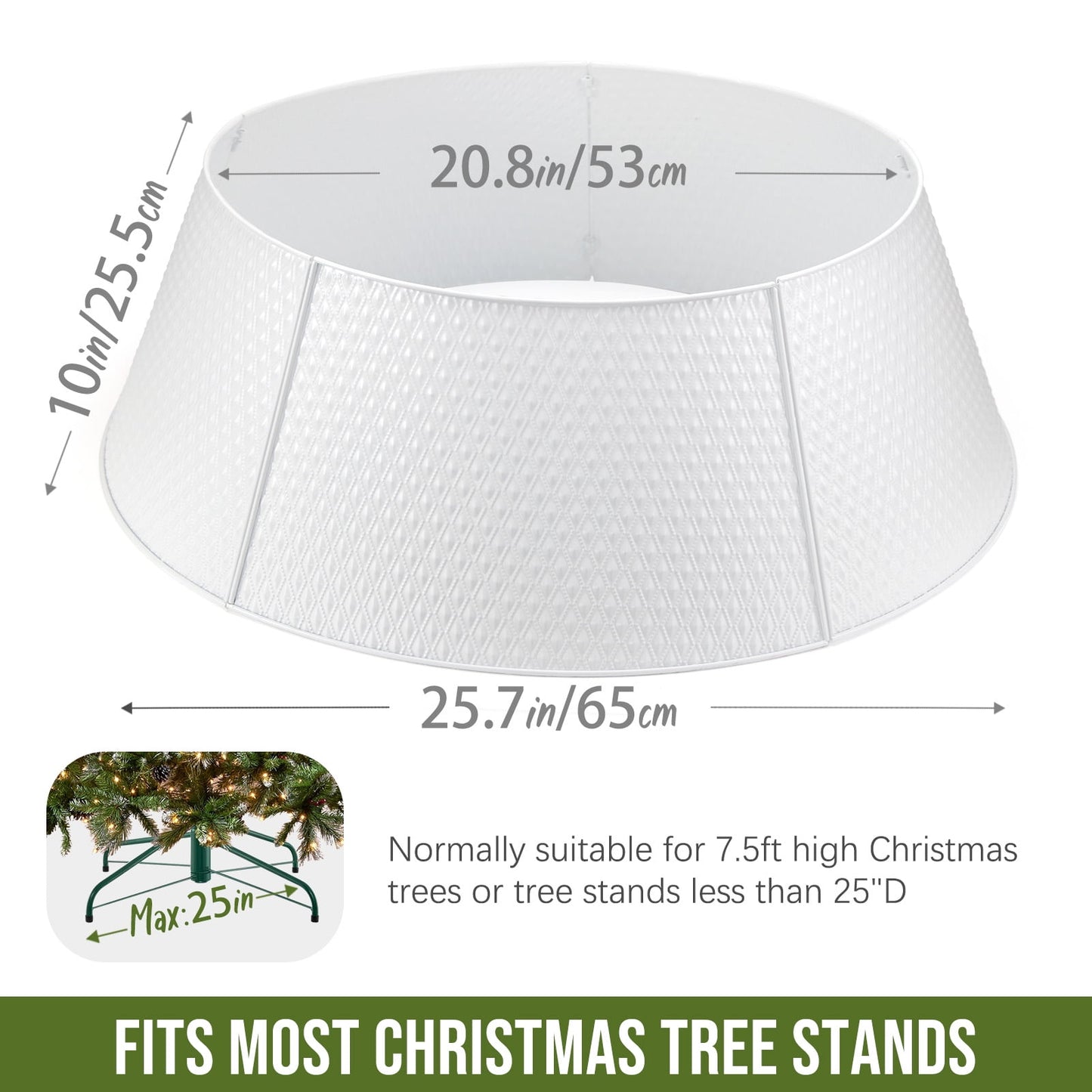 Ayieyill 26 Inch Christmas Tree Collar, Metal Tree Collar, Water Base Protection from Pets, Collar for Christmas Tree, Silver