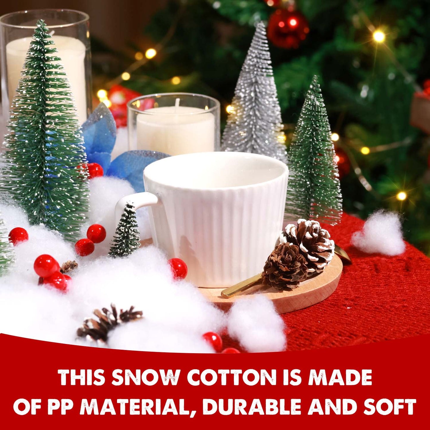 Ayieyill 350g/12.35oz Christmas Fake Snow Decor Artificial Snow Fluffy Fiber Stuffing Snow Covering