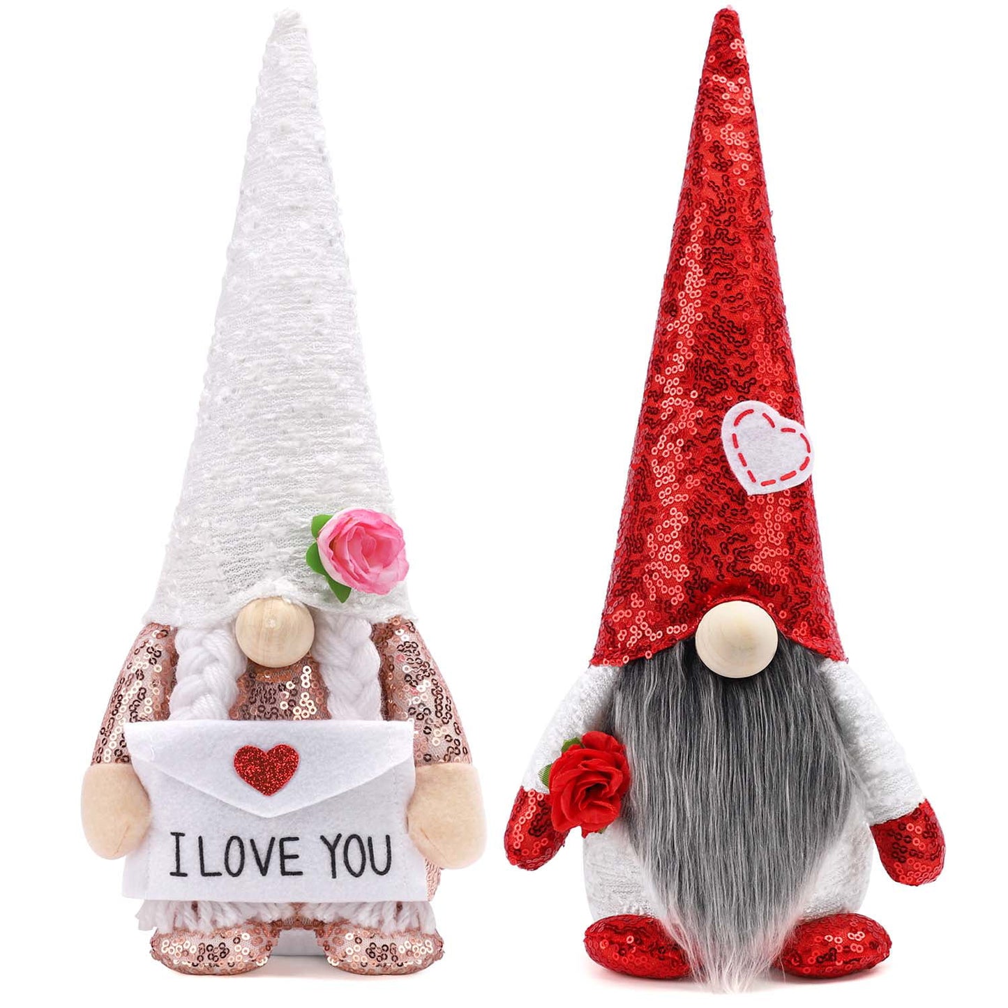 Ayieyill 2pcs Valentines Day Gnomes Plush Decorations Handmade Scandinavian Tomte Doll
