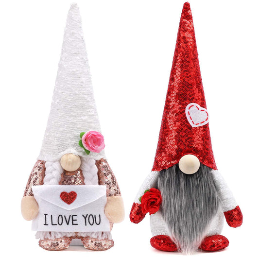Ayieyill 2pcs Valentines Day Gnomes Plush Decorations Handmade Scandinavian Tomte Doll