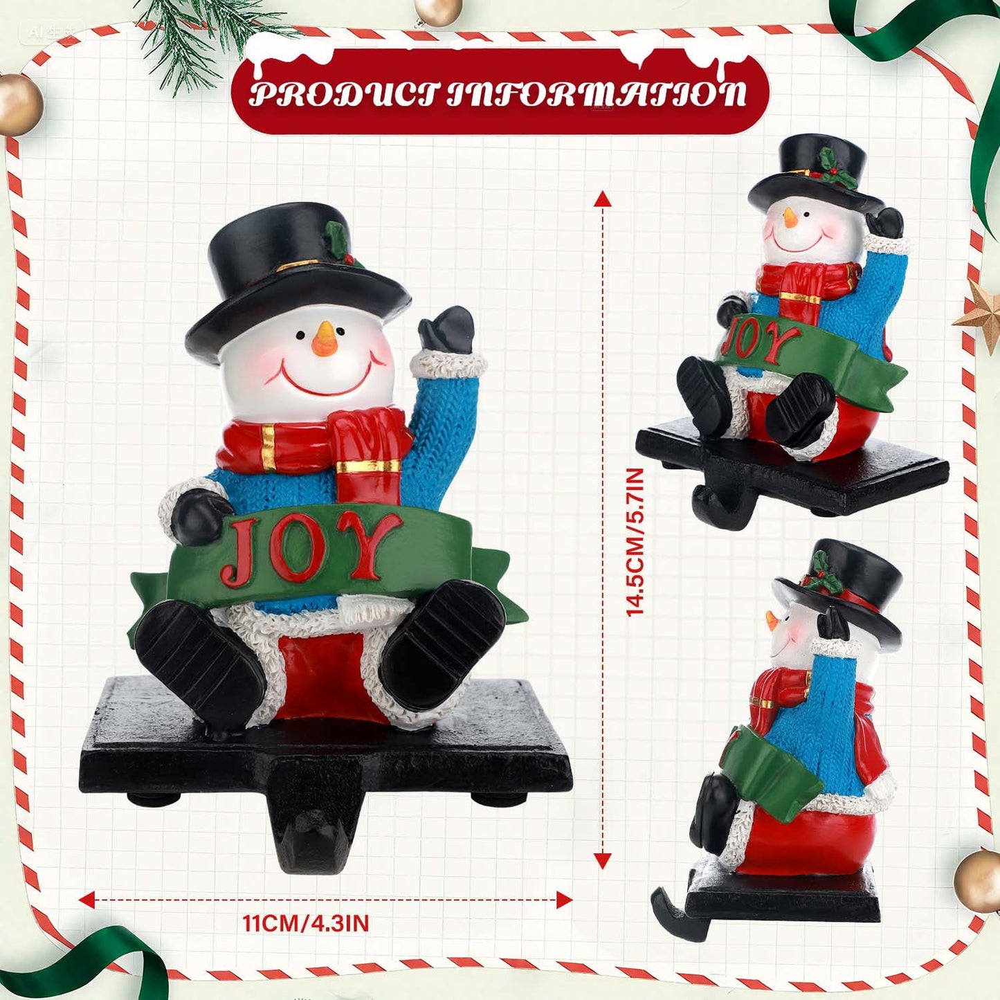 Ayieyill Christmas Santa Claus Stocking Holder, Resin Stocking Holders for Mantle Christmas Decorations
