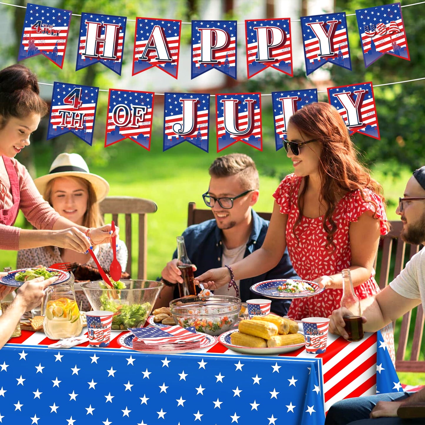 Ayieyill 170Pcs 4th of July Decorations Party Supplies, Fourth of July Decorations, Independence Day Party Serves 24