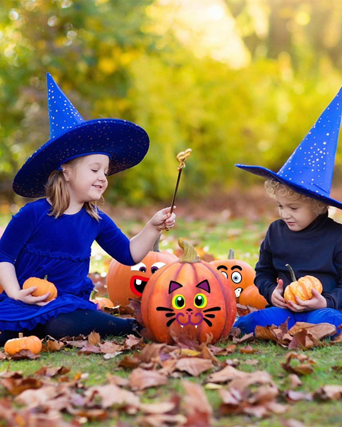 Ayieyill 64 Packs Halloween Stickers Pumpkin Decorating Stickers, 32 Sheet Small Pumpkin Face Stickers