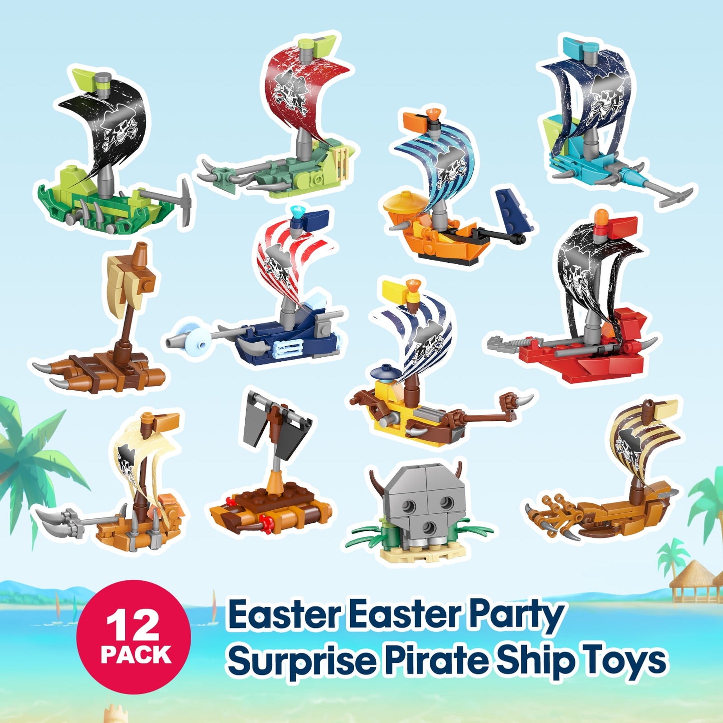 Ayieyill 12Pcs Prefilled Easter Eggs - Toy Filled Easter Eggs Filled with Pull-Back Construction Vehicles