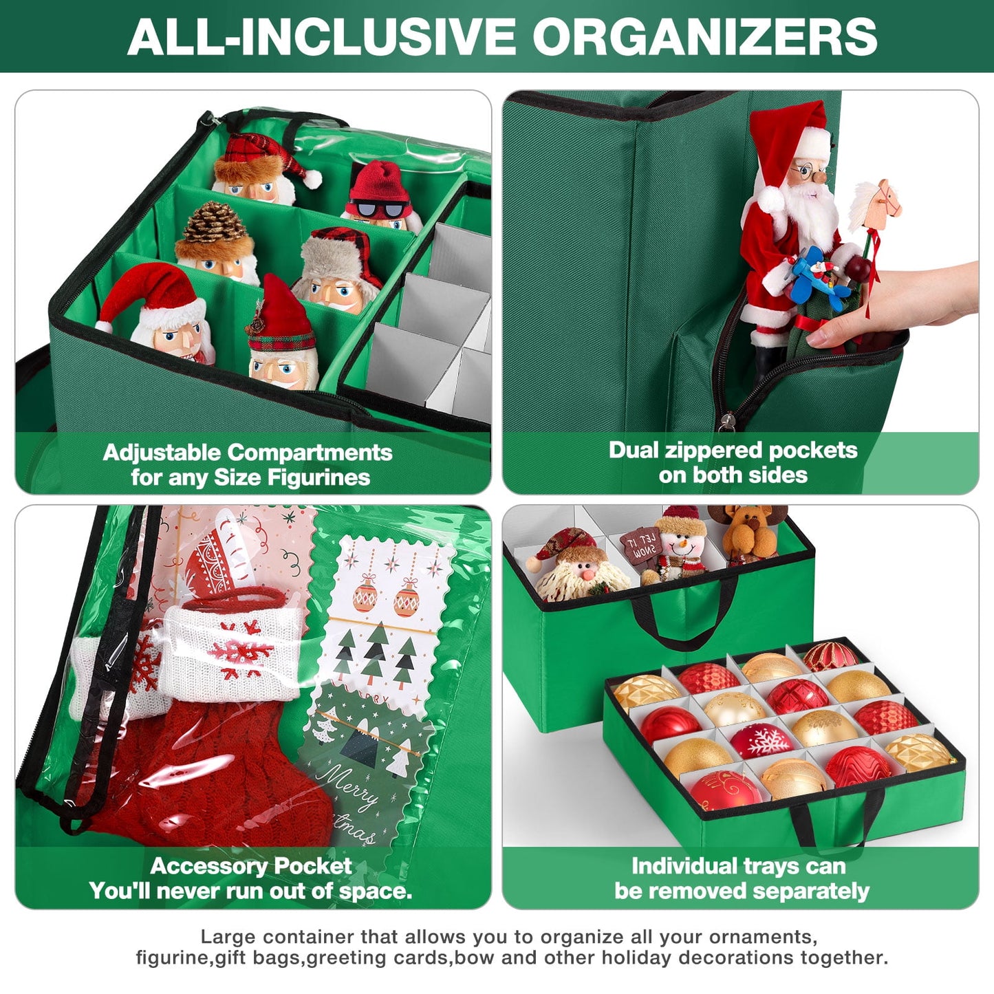 Ayieyill Premium Christmas Ornament Storage Container with Dividers, Fits Up to 73 Ornaments, 600D Tear