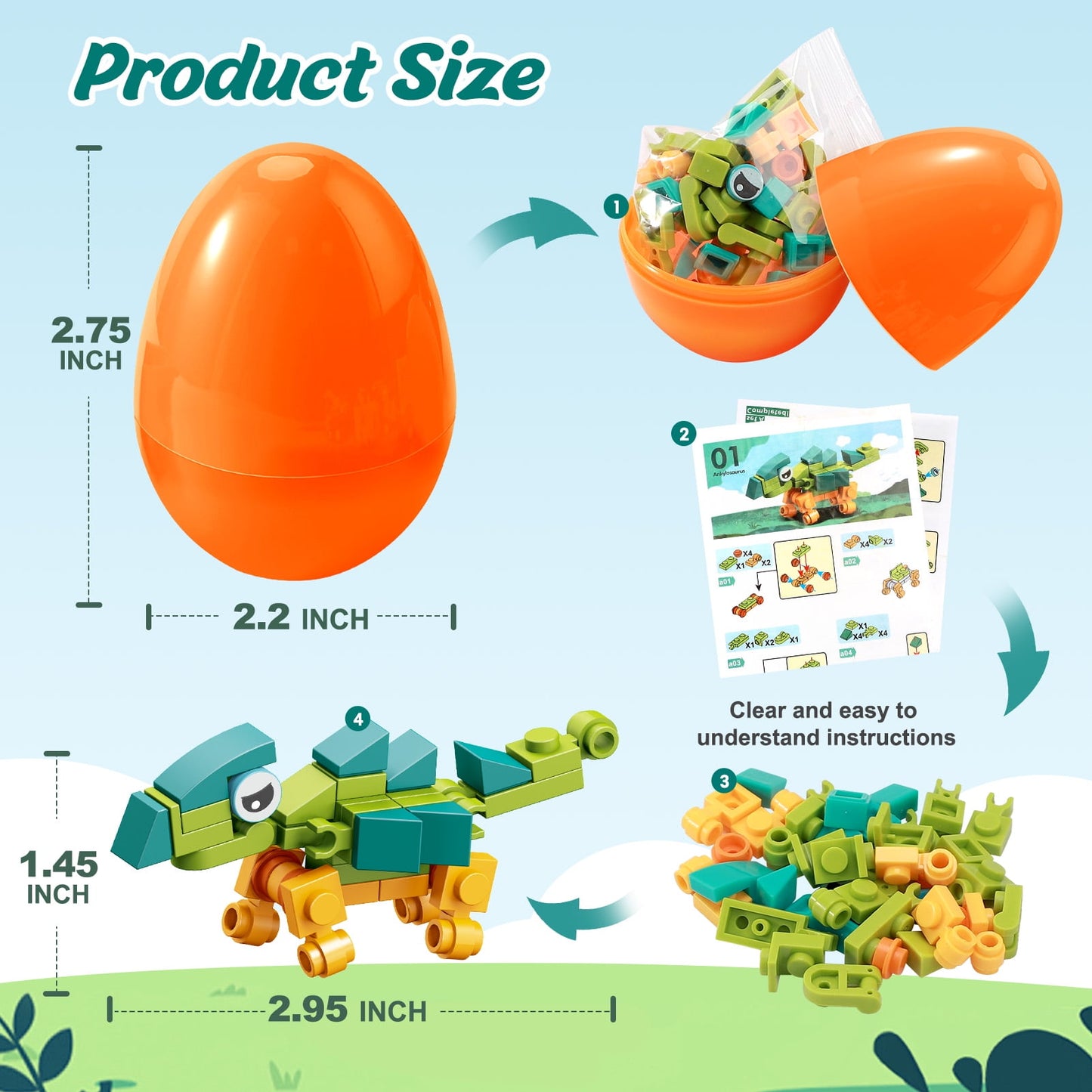 Ayieyill 12Pcs Prefilled Easter Eggs - Toy Filled Easter Eggs Filled with Pull-Back Construction Vehicles