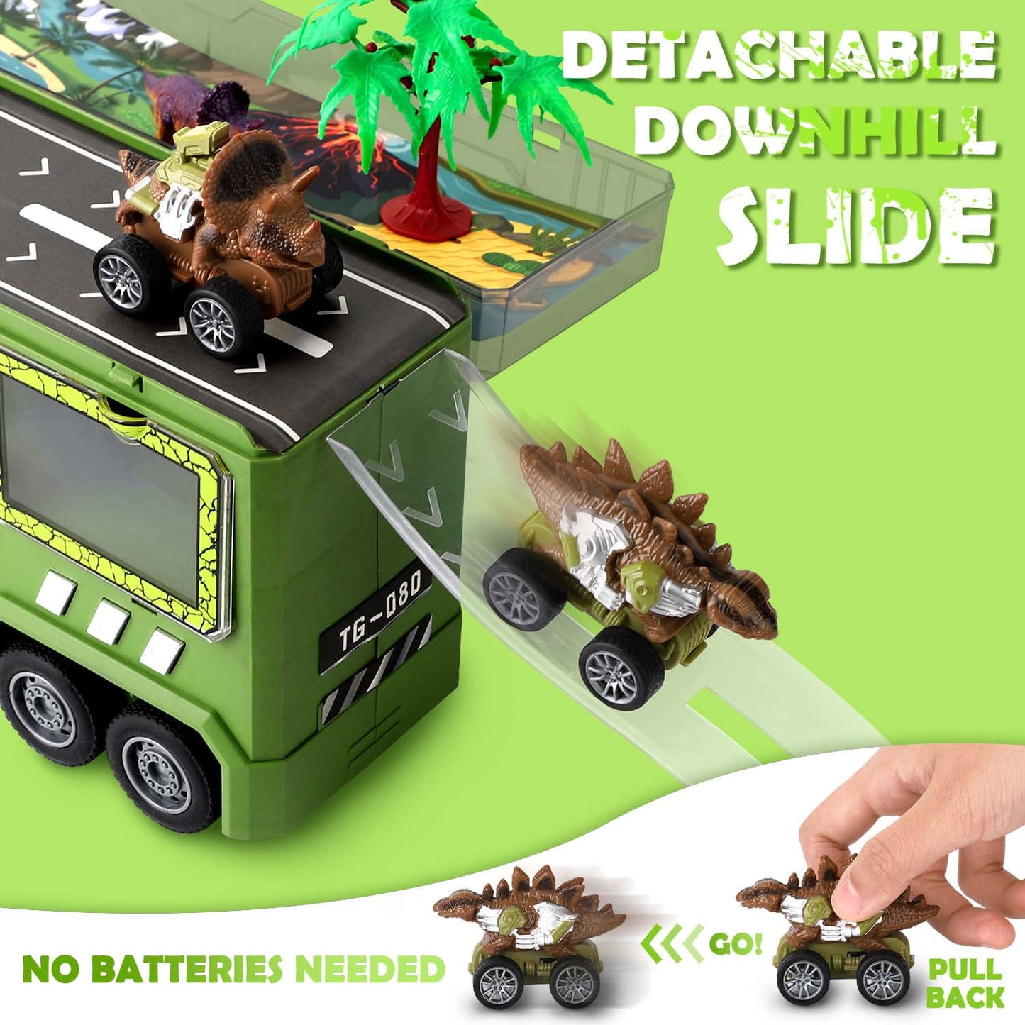 Ayieyill Dinosaur Truck Toys for Kids 3-5 Years, Dinosaur Truck Carrier