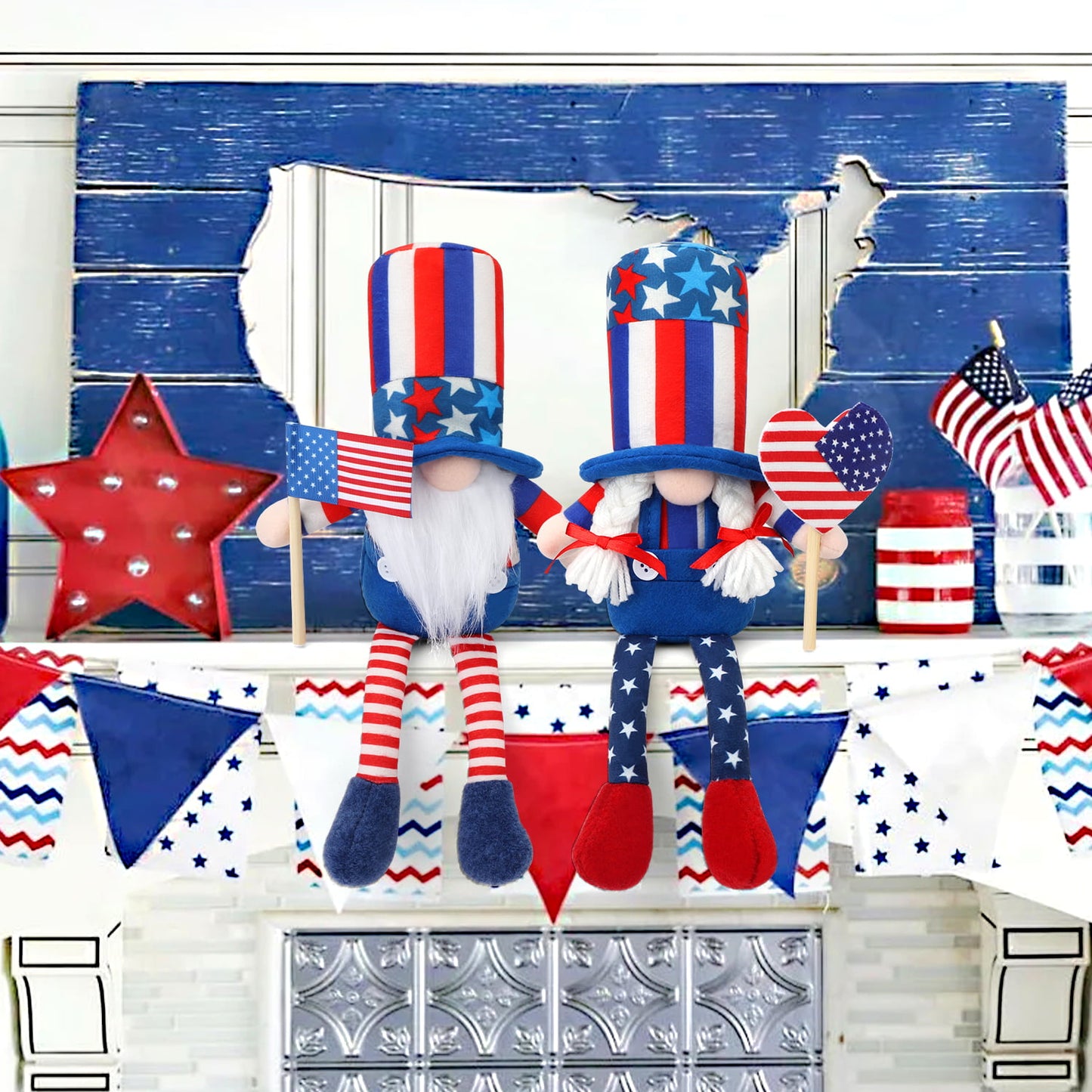 Ayieyill 2Pcs 4th of July Gnomes Patriotic Gnomes Decorations