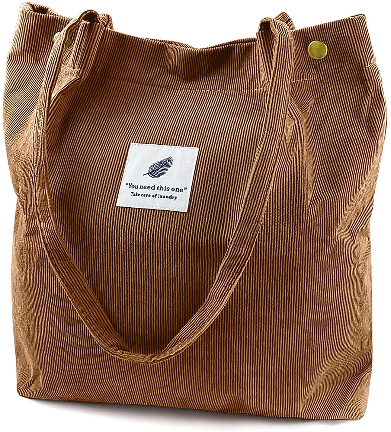 Ayieyill Corduroy Tote Bag Large for Women Girl Lady Canvas Shoulder Cord Purse and Handbags with Inner Pocket