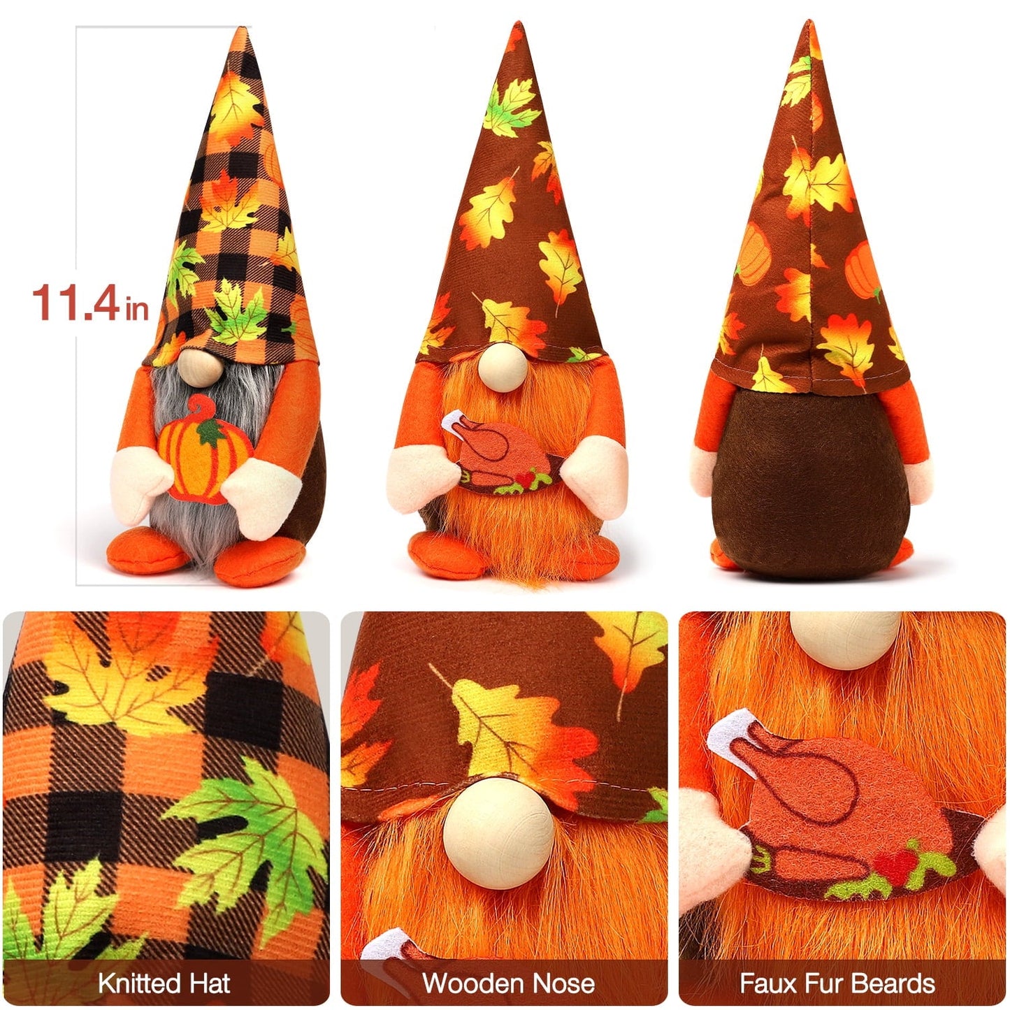 Ayieyill 2 PCS Harvest Festival Faceless Doll, Thanksgiving Gnomes Plush Decor