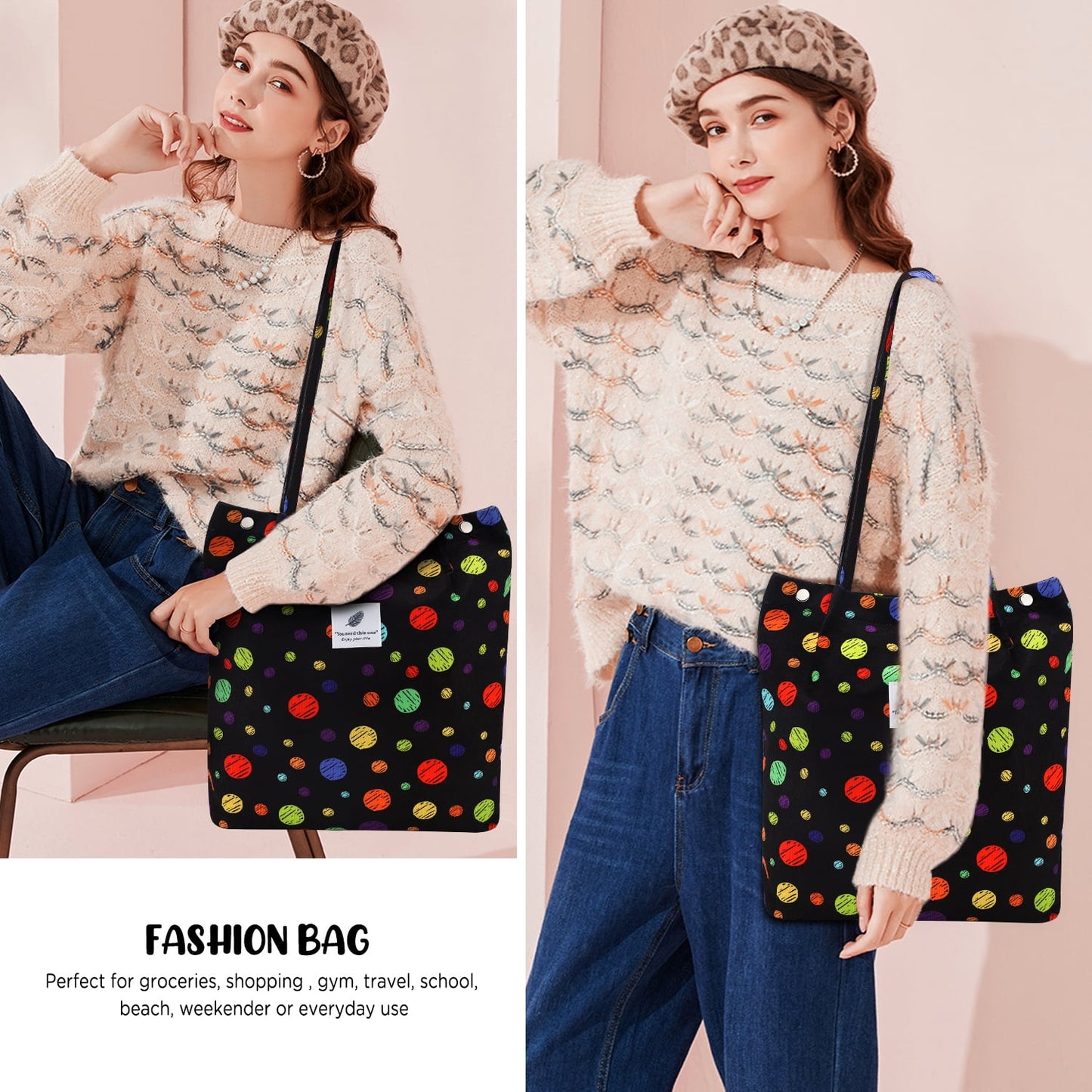Ayieyill Corduroy Tote Bag Large for Women Girl Lady Canvas Shoulder Cord Purse and Handbags with Inner Pocket