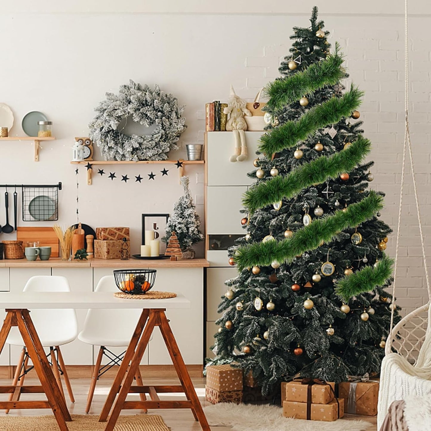 Ayieyill 33ft Tinsel Garland Hanging Christmas Tree Garland for Christmas Tree Decorations Indoor