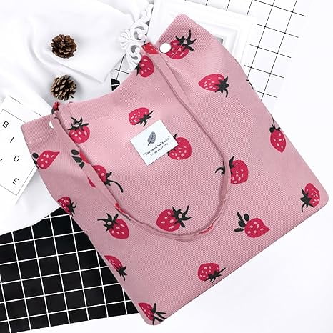 Ayieyill Corduroy Tote Bag Large for Women Girl Lady Canvas Shoulder Cord Purse and Handbags with Inner Pocket