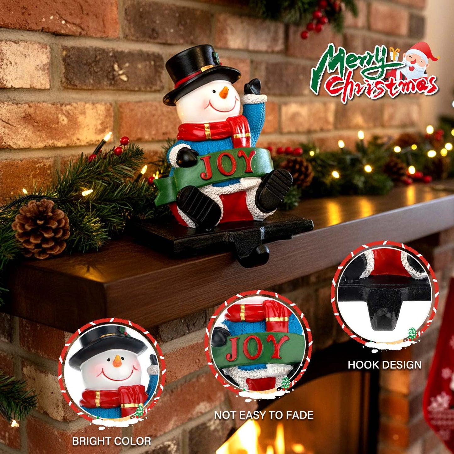 Ayieyill Christmas Santa Claus Stocking Holder, Resin Stocking Holders for Mantle Christmas Decorations