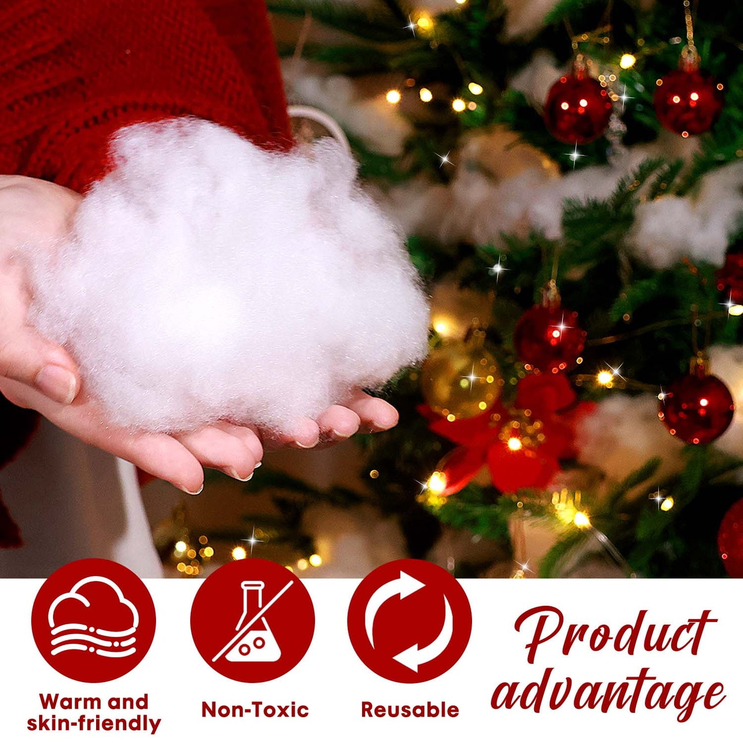 Ayieyill 350g/12.35oz Christmas Fake Snow Decor Artificial Snow Fluffy Fiber Stuffing Snow Covering