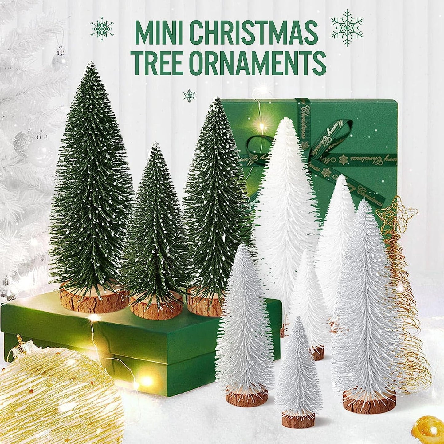 Ayieyill 9Pcs Mini Christmas Trees Christmas Decor Artificial Christmas Decorations with 4 Sizes