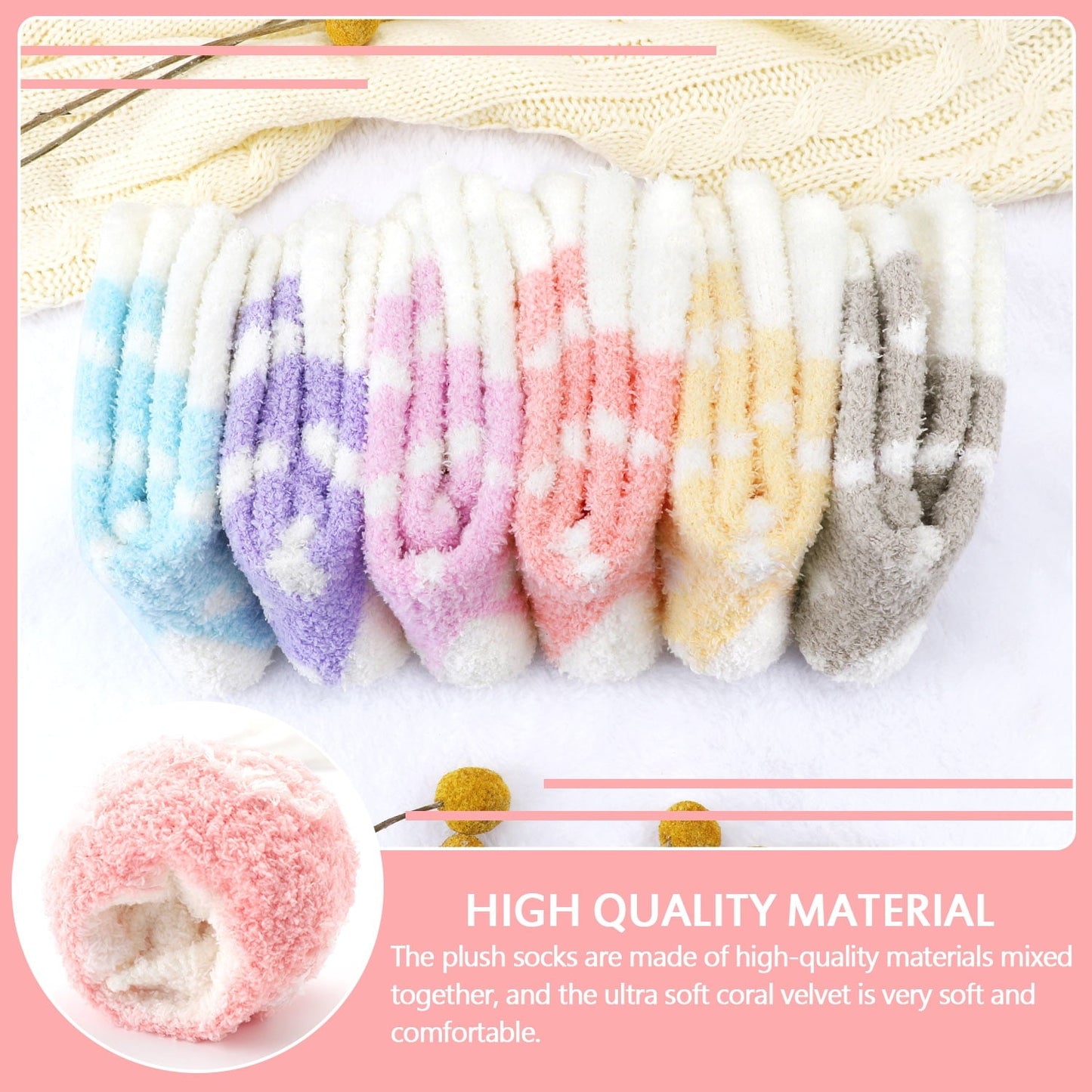 Ayieyill Fuzzy Socks for Women, 6 Pairs Plush Slipper Socks Women, Warm Soft Fluffy Socks Thick Cozy Plush Sock Winter Christmas Socks for Women