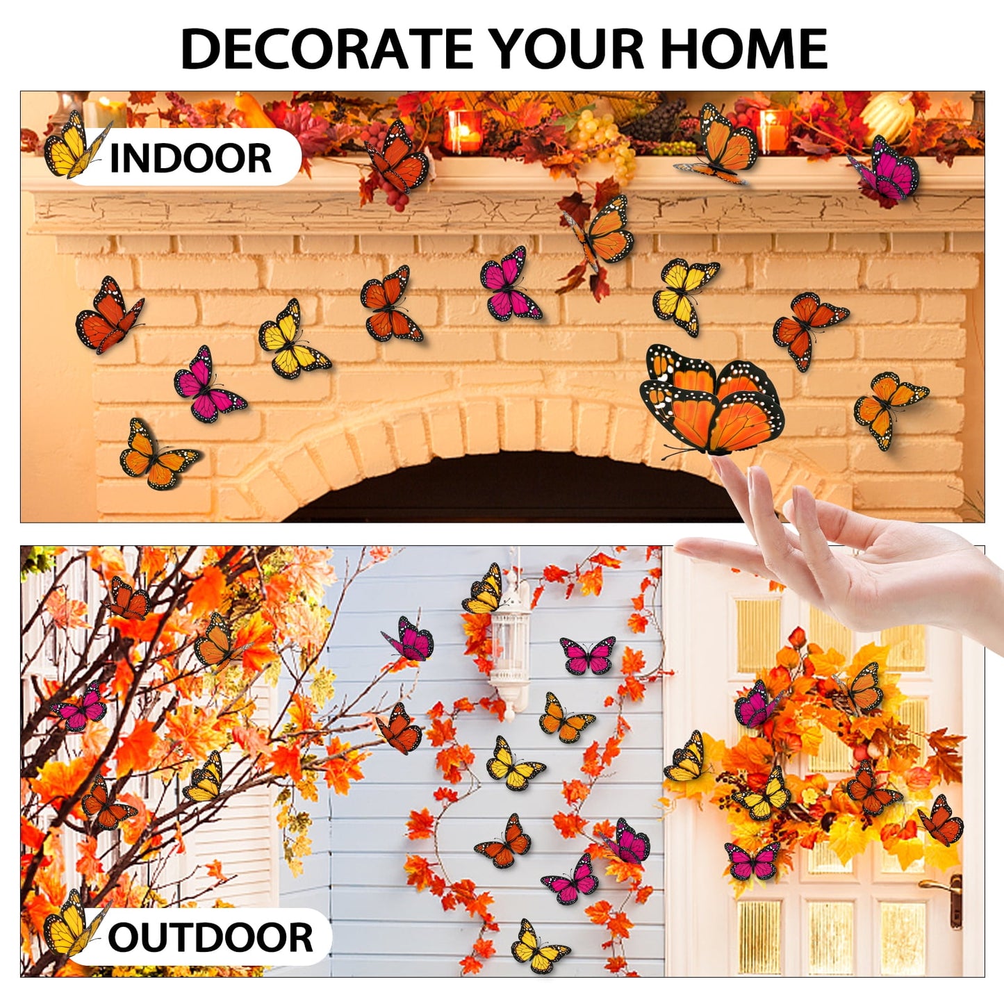 Ayieyill 40 Pcs Monarch Butterfly Cinco de Mayo Decorations Orange Butterflies for Crafts Premium Fake Butterflies Dia De Los Muertos Decor Wall Decor for Room, Wedding, Party  (4.72''L x 3.1'' H)