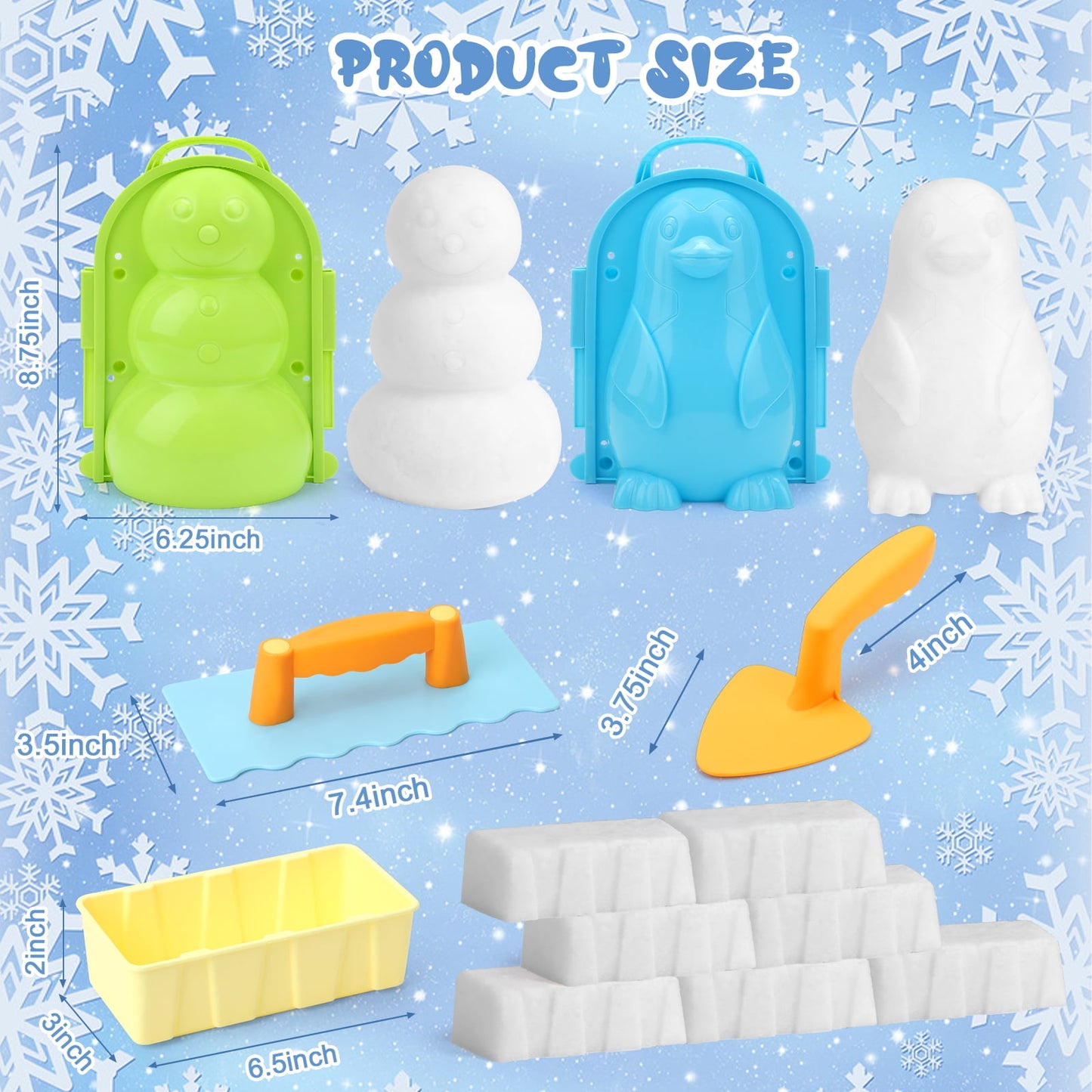 Ayieyill 11Pcs Snowball Maker Tool Winter Snow Toys Kit, Sand Molds Beach Toys Plastic Snow Mold