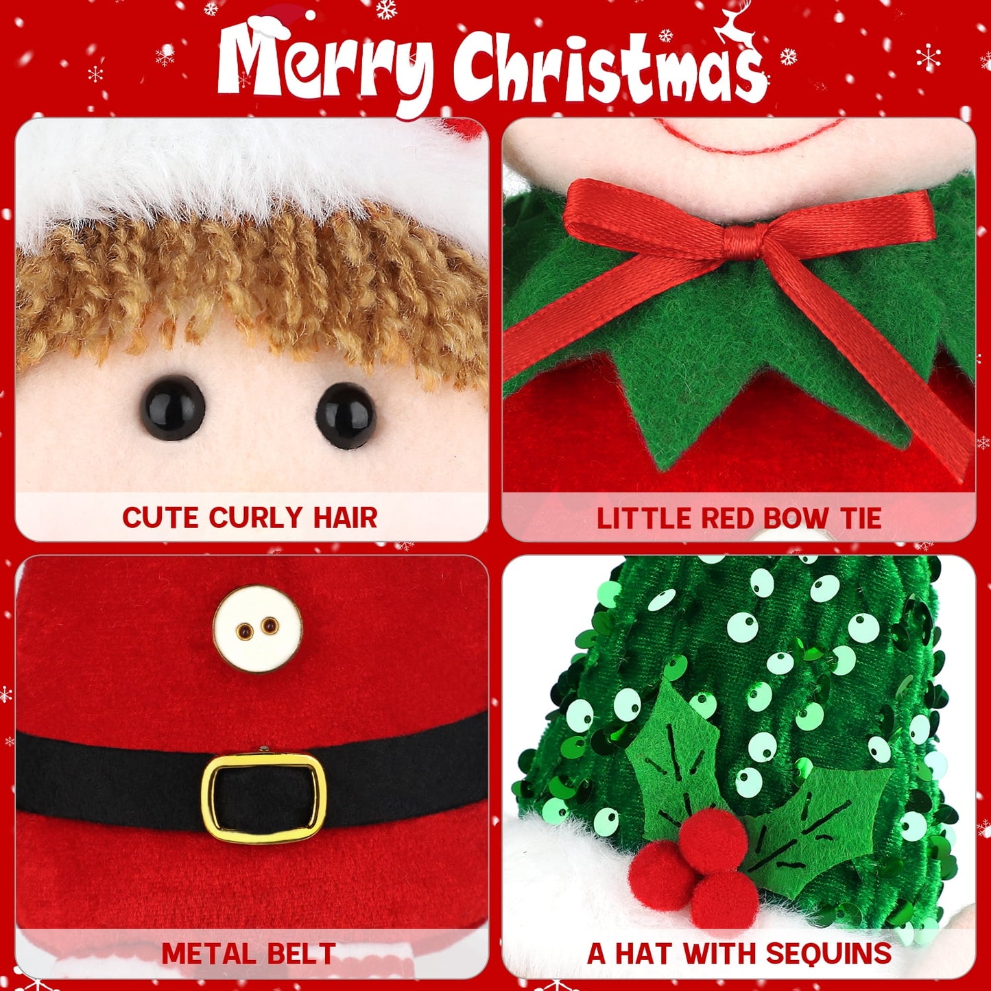 Ayieyill 2Pcs Christmas Elf, Elf Plush Christmas Stuffed Dolls, 20" Boy and Girl Elves Holiday Christmas Gnomes - Fun Christmas Decorations and Gifts for Kids