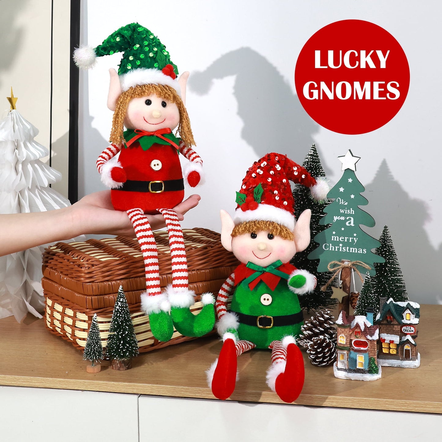 Ayieyill 2Pcs Christmas Elf, Elf Plush Christmas Stuffed Dolls, 20" Boy and Girl Elves Holiday Christmas Gnomes - Fun Christmas Decorations and Gifts for Kids