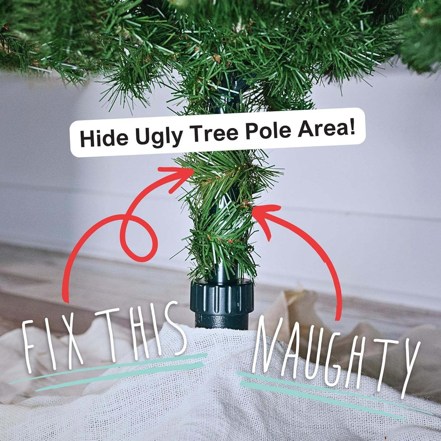 Ayieyill Faux Brown Bark Xmas Tree Skirt Hides Fake Pole