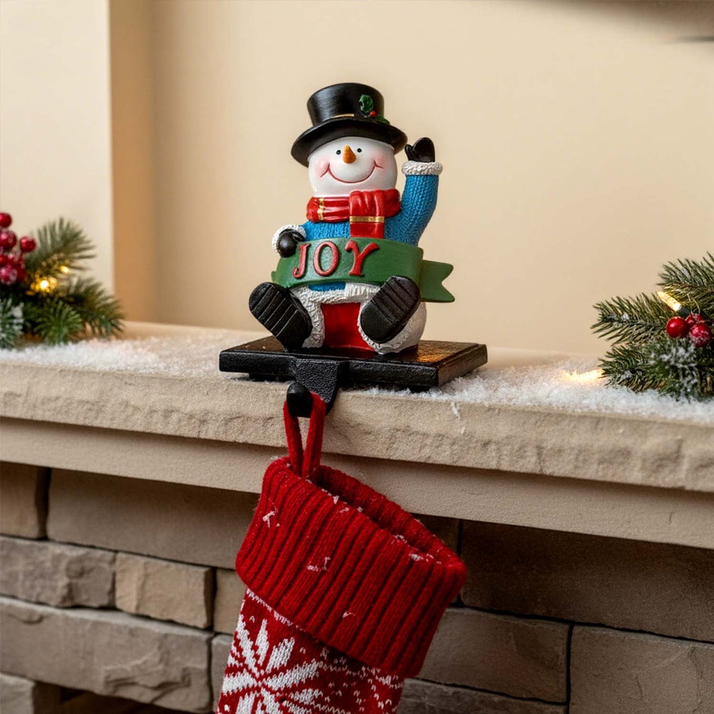 Ayieyill Christmas Santa Claus Stocking Holder, Resin Stocking Holders for Mantle Christmas Decorations