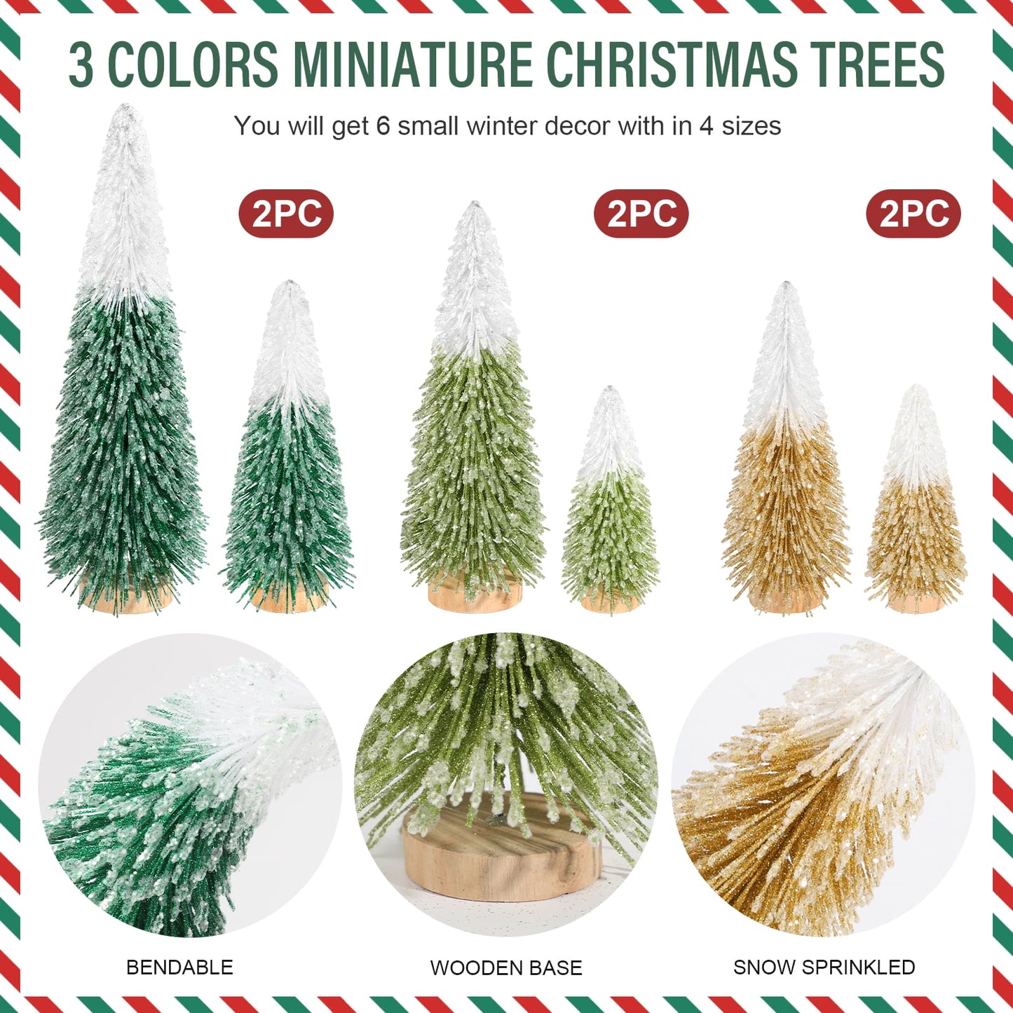 Ayieyill 6pcs Mini Christmas Tree Decorations, Small Christmas Tree Desktop Miniature Pine Tree